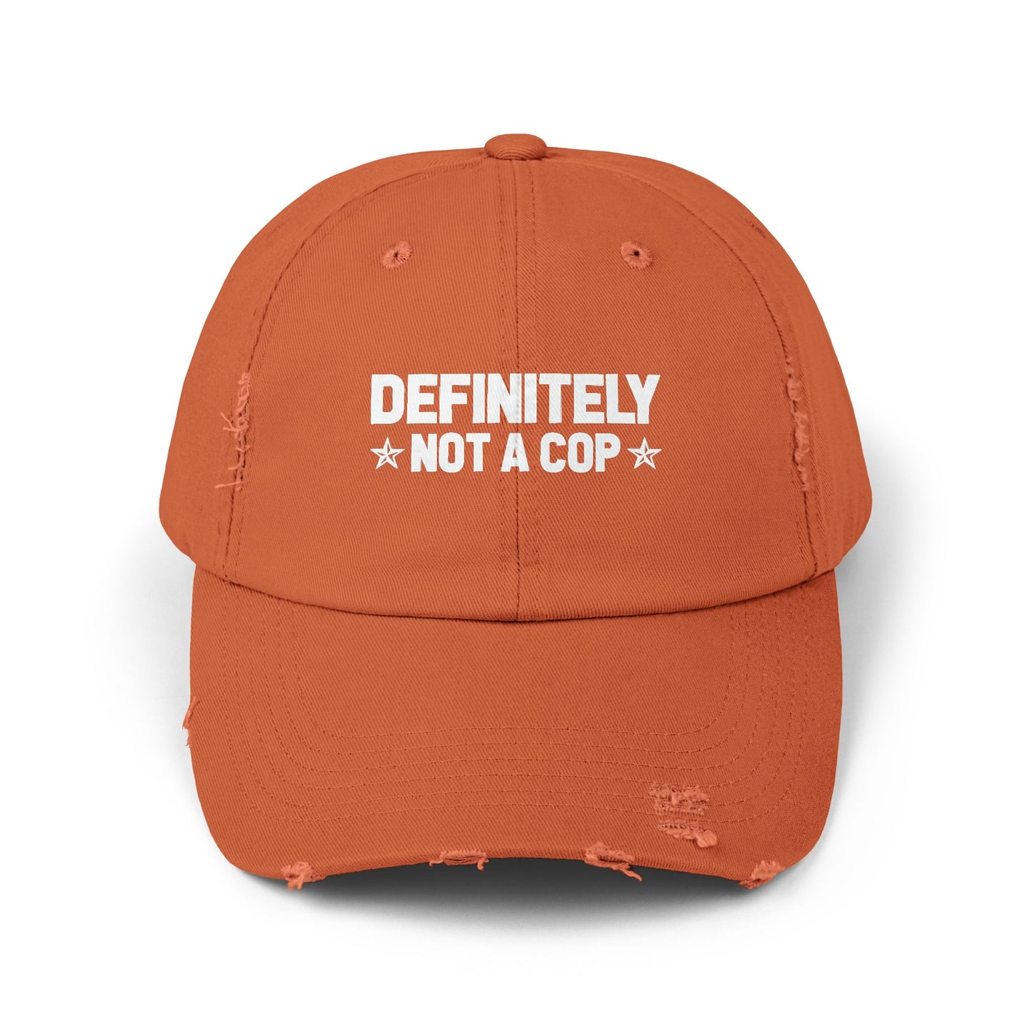 Definitely NOT a cop, Unisex Distressed Cap, Funny Hat, Casual Gift, Everyday Wear, Cool Accessory, Adjustable Cap