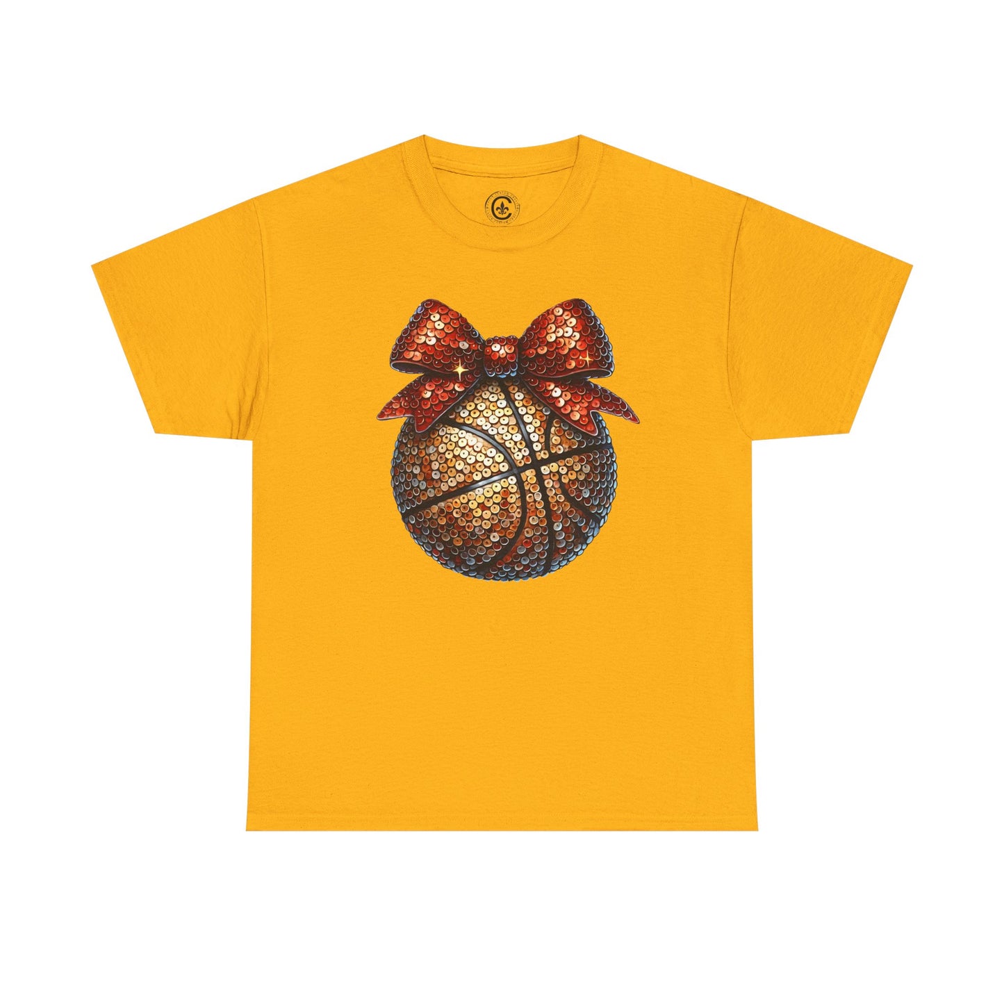 Basketball Glitter with a Bow Tee: Unisex Heavy Cotton Shirt for Sports Lovers, Gift, Basketball Fans