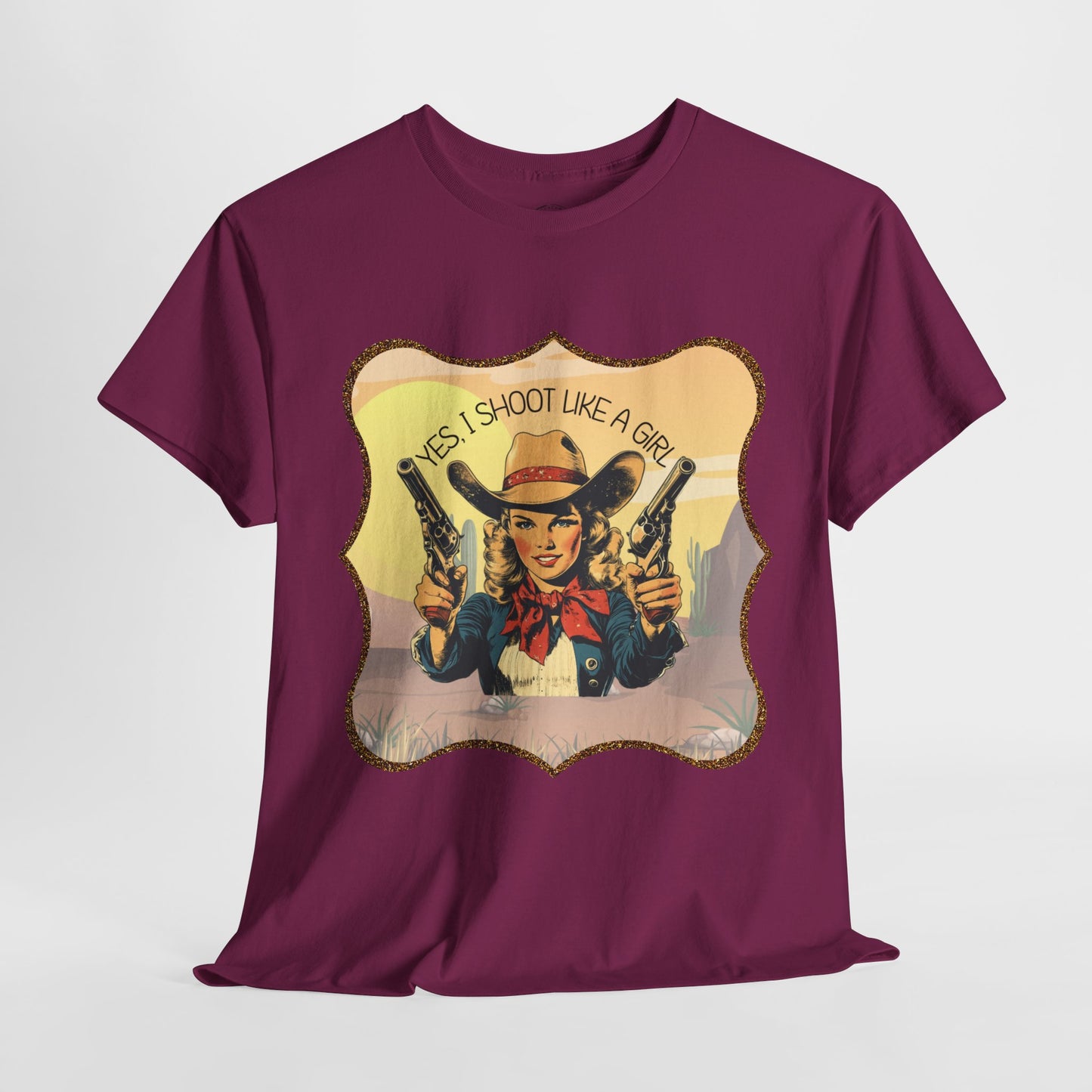 Personalized, Western Style Graphic Tee - "Yes, I Shoot Like A Girl", Cowgirl Shirt, Gift for Her, Feminist Apparel, Casualwear, Rodeo Outfit