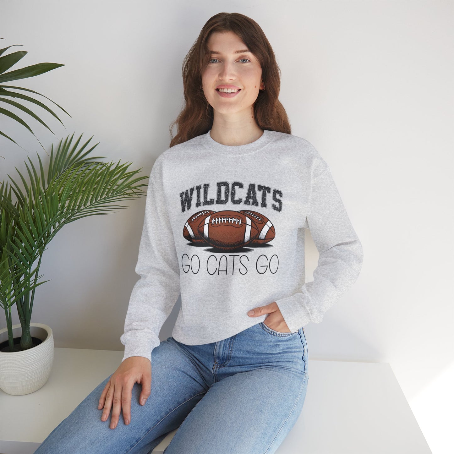 Wildcats Football Go Cats Go Sweatshirt | Unisex Crewneck | Game Day Apparel, Sports Hoodie, Relaxed Fit, Fan Gear, Gift for Football Lovers