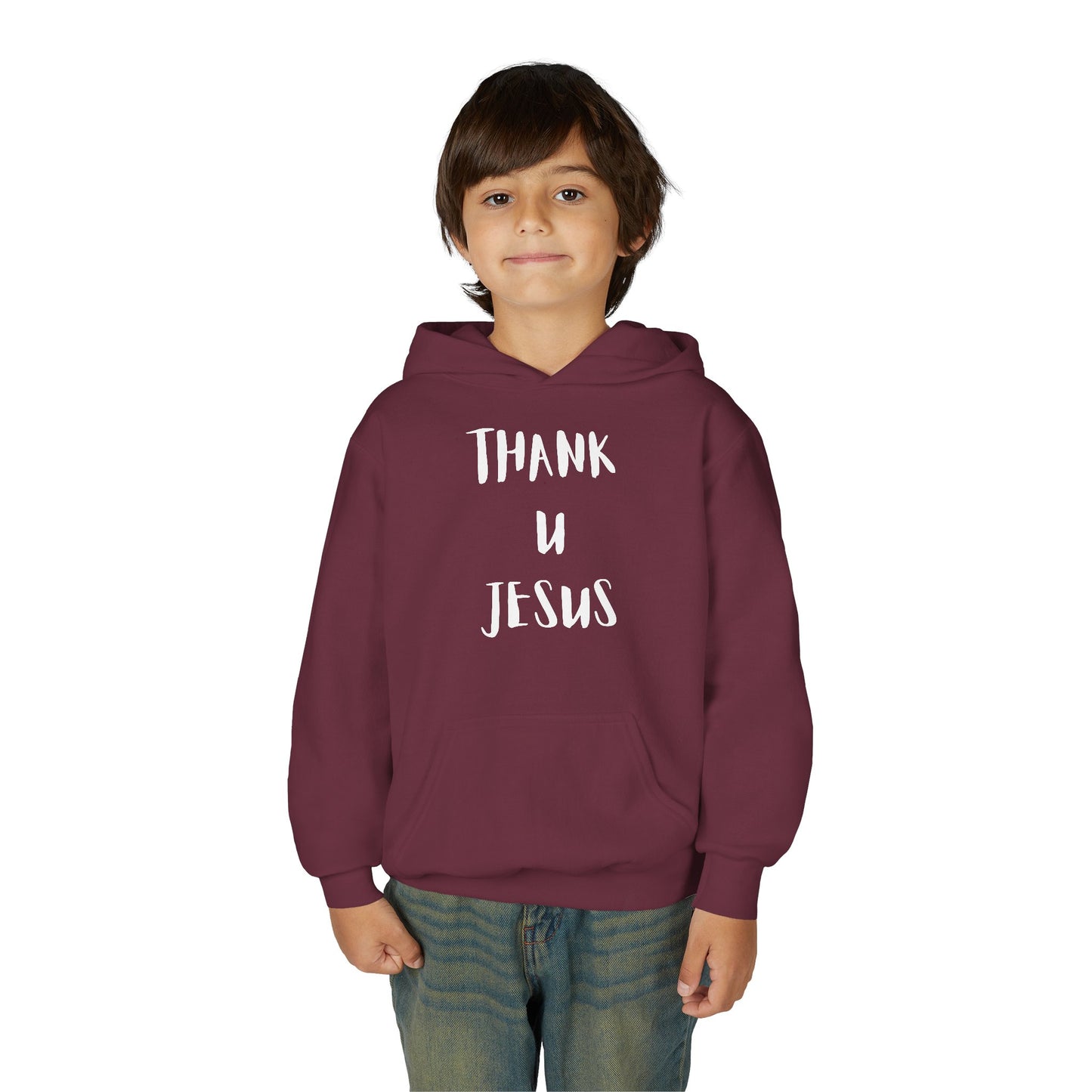Thank you Jesus, John 3:16 Youth Heavy Blend Hooded Sweatshirt, Thank U Jesus Faith Hoodie, Christian Youth Apparel, Religious Gift for Teens, John 3:16 Inspired