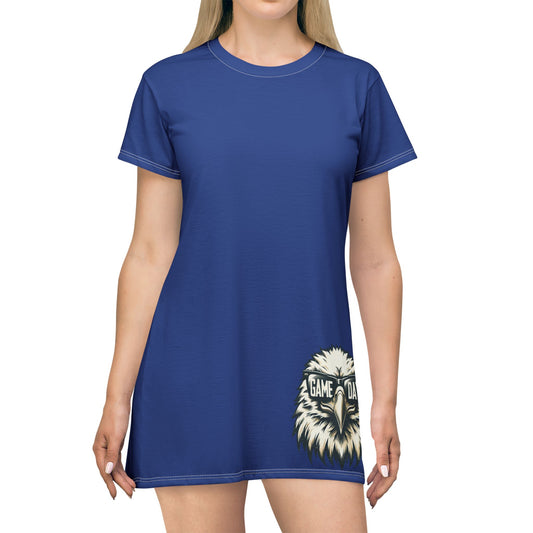 Blue Eagle, Graphic T-Shirt Dress, Cute Casual Dress,  Summer Fashion, Gift for Her, Game Day Outfit