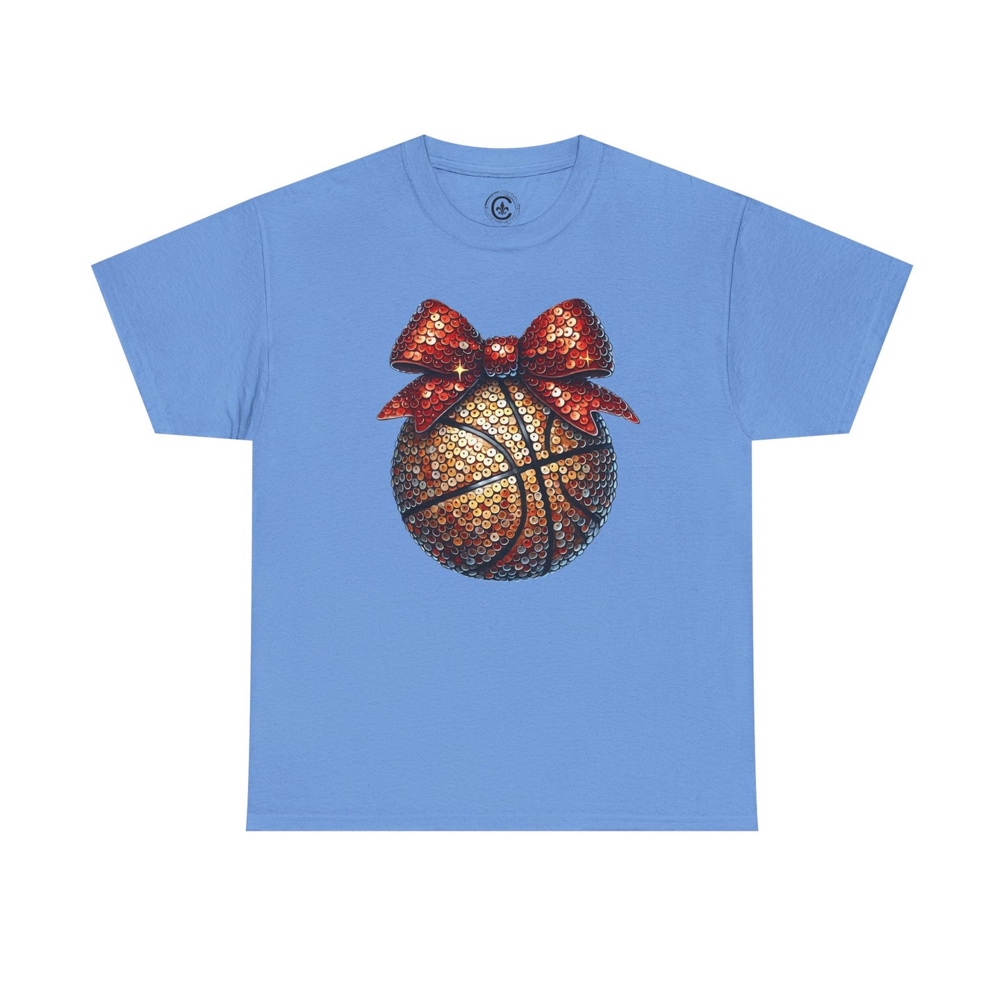 Basketball Glitter with a Bow Tee: Unisex Heavy Cotton Shirt for Sports Lovers, Gift, Basketball Fans