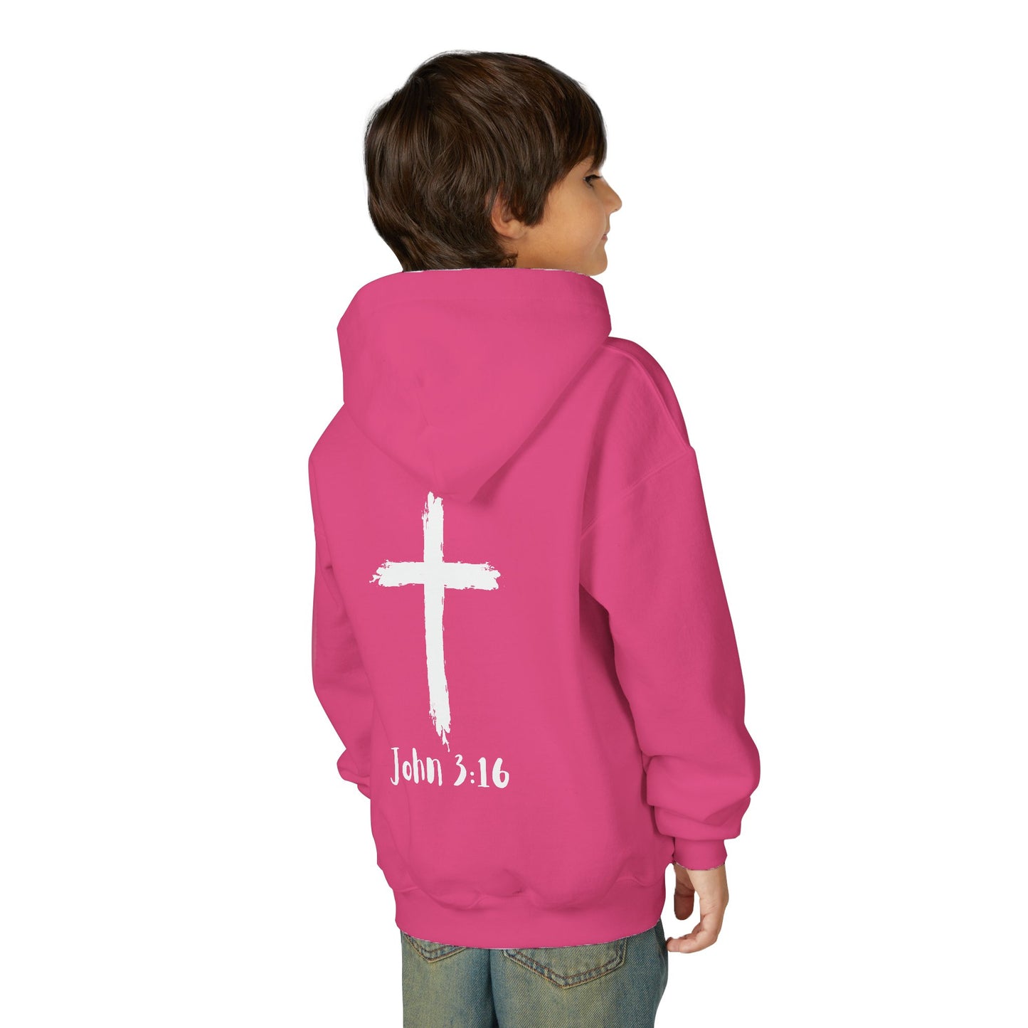 Thank you Jesus, John 3:16 Youth Heavy Blend Hooded Sweatshirt, Thank U Jesus Faith Hoodie, Christian Youth Apparel, Religious Gift for Teens, John 3:16 Inspired