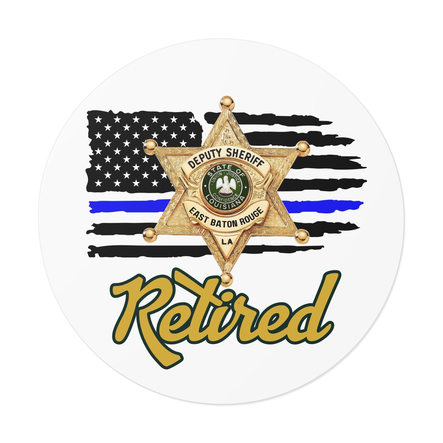 Retired Deputy Sheriff Vinyl Stickers, Police Retirement Gift, Law Enforcement Decor, Patriotic Stickers, First Responder Badge