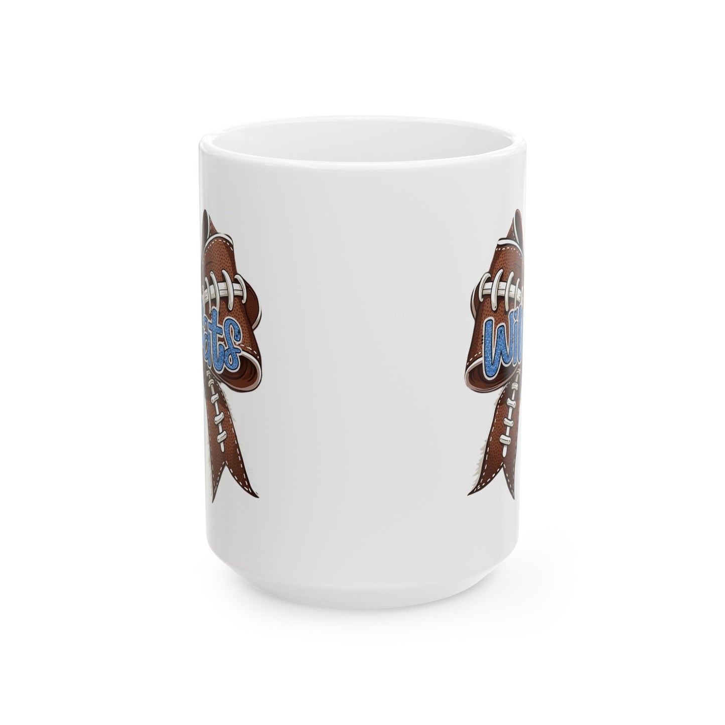 Blue, Glitter, Football, Bow, Wildcats Ceramic Mug - Cute Coffee Cup