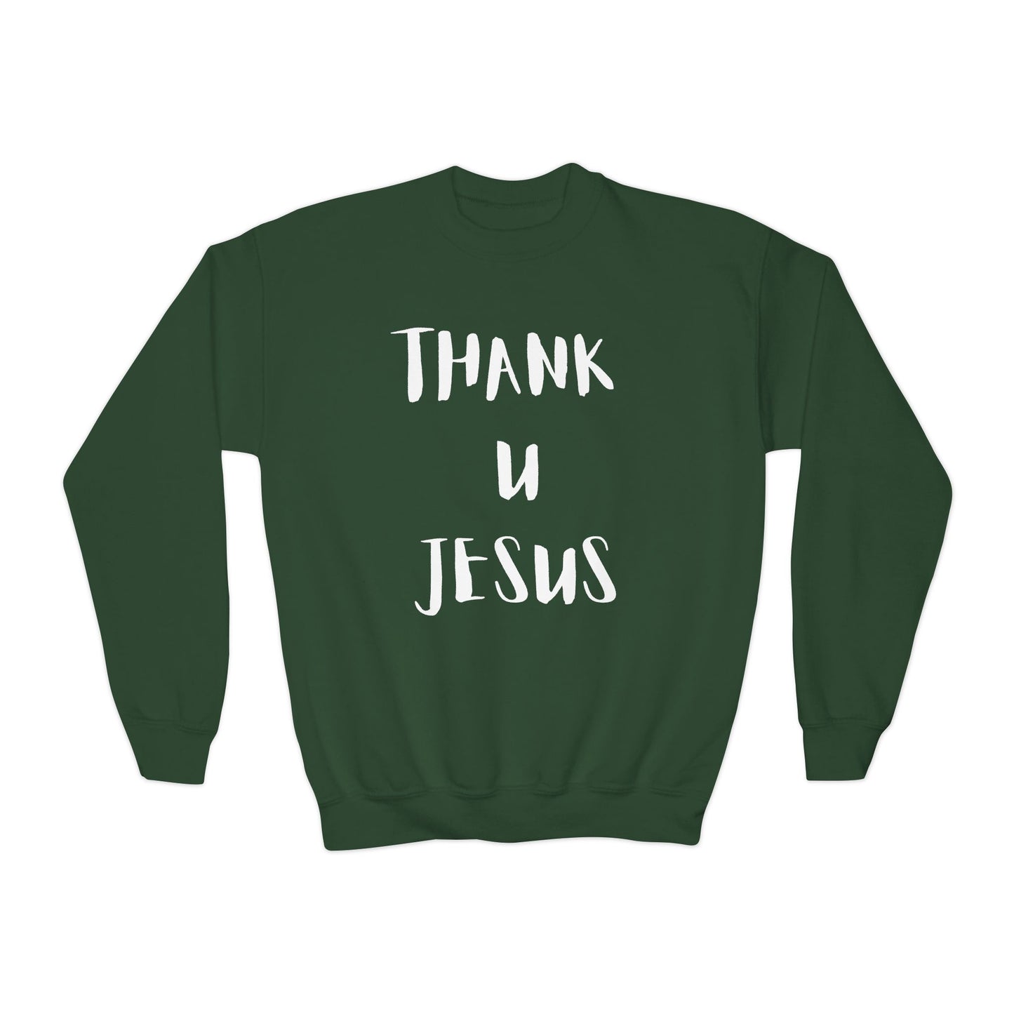 Youth Crewneck Sweatshirt - Thank U Jesus, Faithful Crewneck, Christian Youth Apparel, Inspirational Gift, Bible Verse Sweatshirt