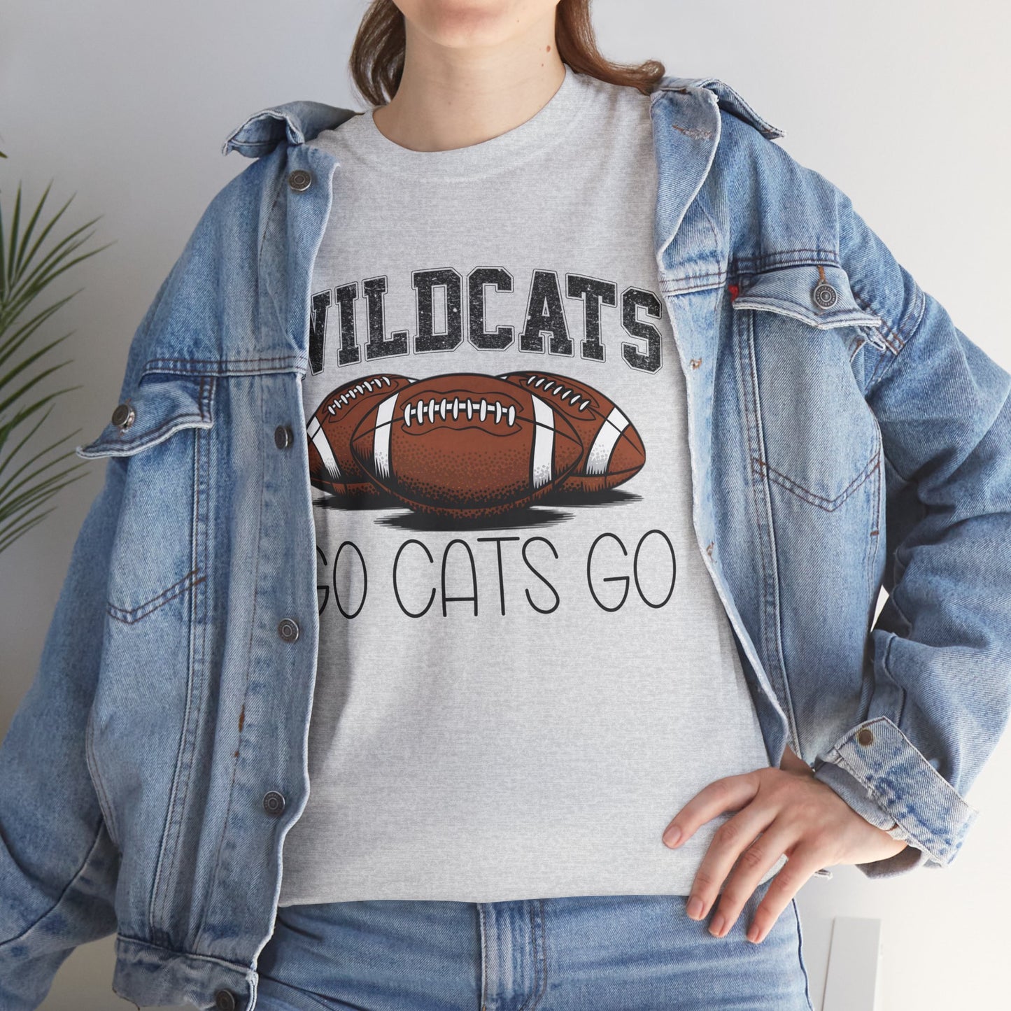 Wildcats Football Spirit Tee - Unisex Heavy Cotton T-Shirt for Fans, Game Day, Tailgating, Sports Events, Gift for Her/Him