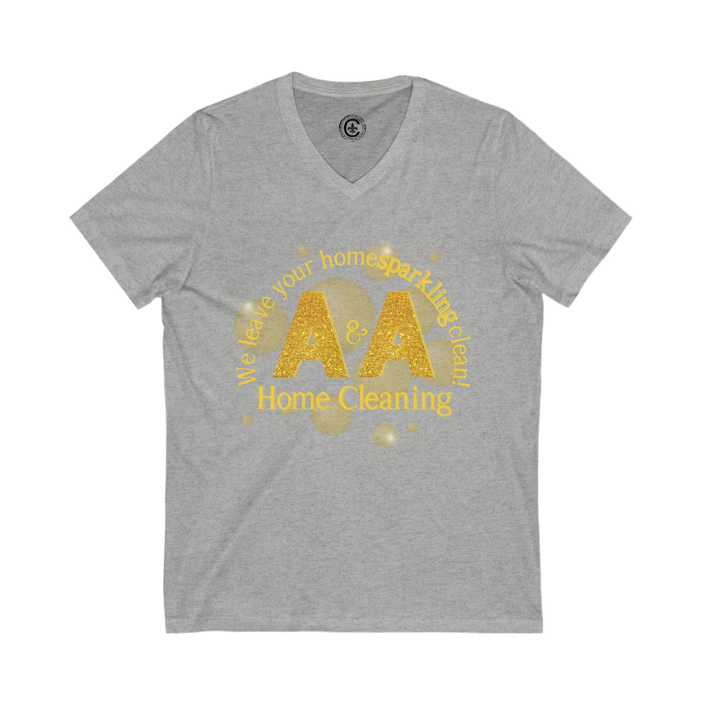 A&A, Yellow Logo on a VNeck, Bella Canvas