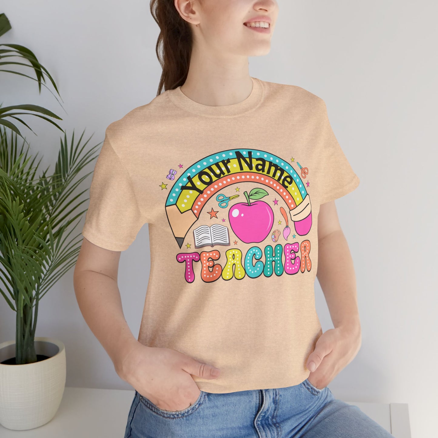 Personalized Teacher T-Shirt, Cute Teacher Gift, Back to School Shirt, Apparel, Custom Name Tee