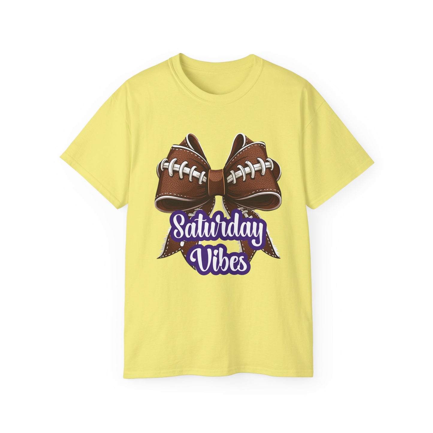 LSU Gold Day, Football Bow, Saturday Vibes, Tee, Cute Football T-Shirt, Gift for Sports Lovers, Unique Football Apparel, Casual Everyday Wear