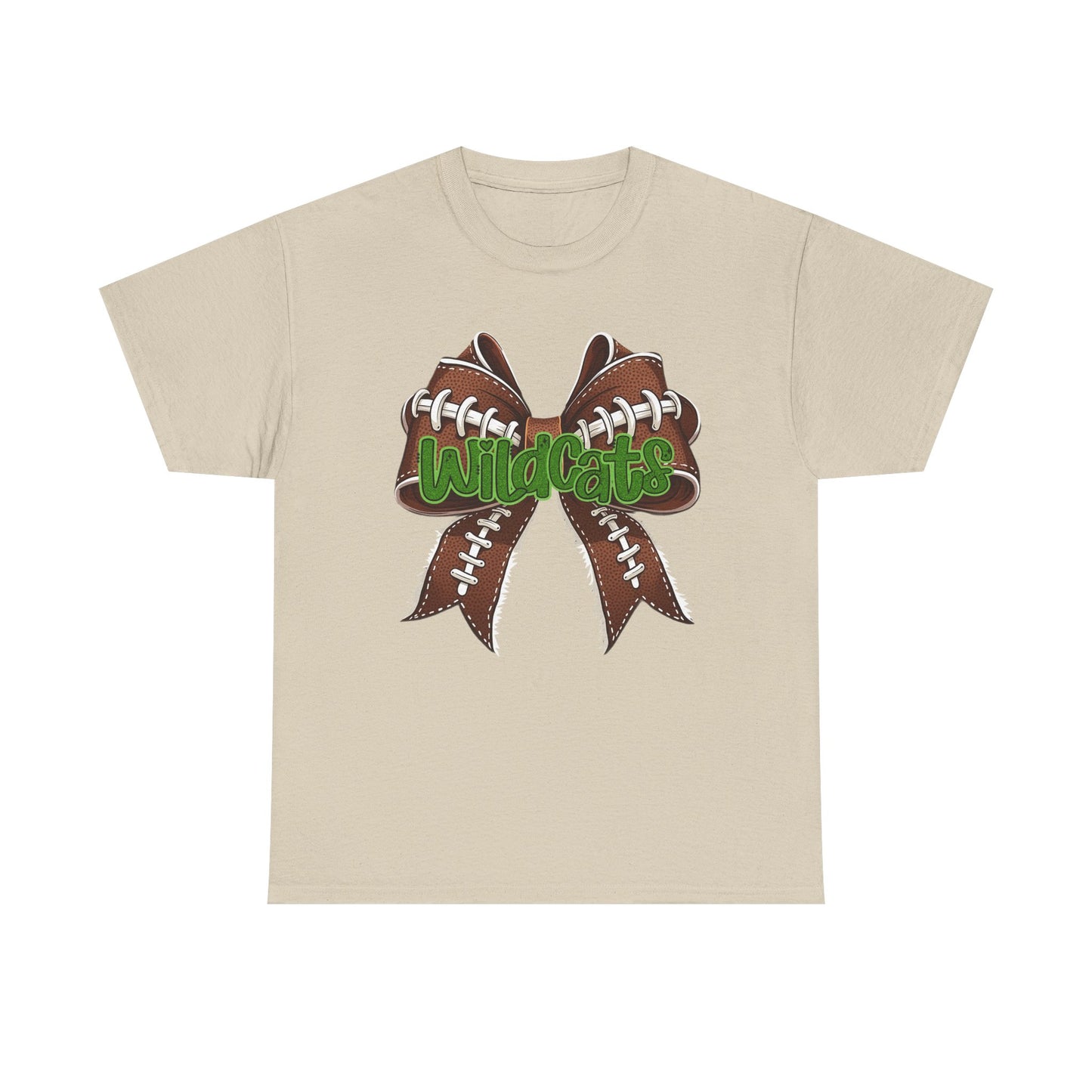 Wildcats Football Bow Unisex Heavy Cotton Tee | Sportswear, Team Spirit, Casual Wear, Gifts for Fans, Game Day Outfit