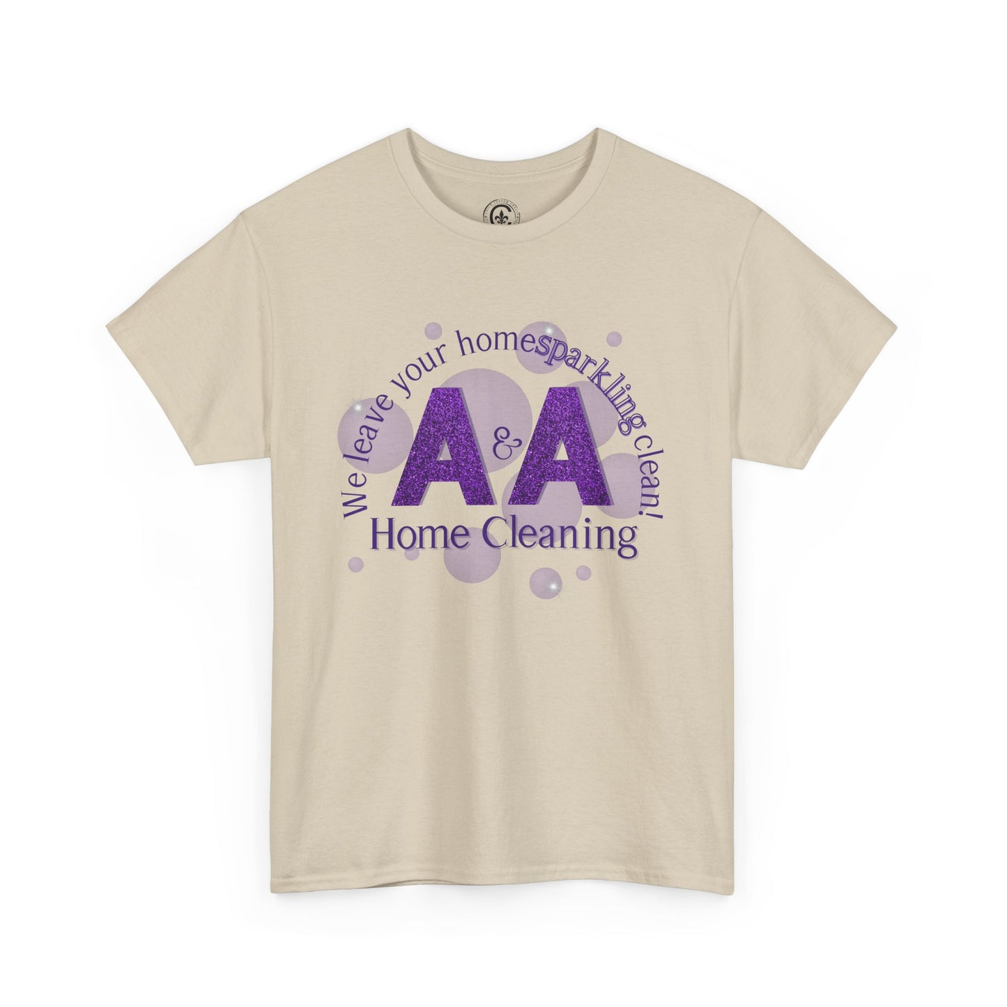 A&A Cleaning Services, Logo, Purple on Gold Crew Neck unisex tshirt, Gildan