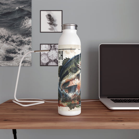 Fishing Slim Water Bottle, Outdoor Hydration, Catch and Release Design, Gift for Anglers, Eco-friendly Water Bottle, Sports Water Bottle