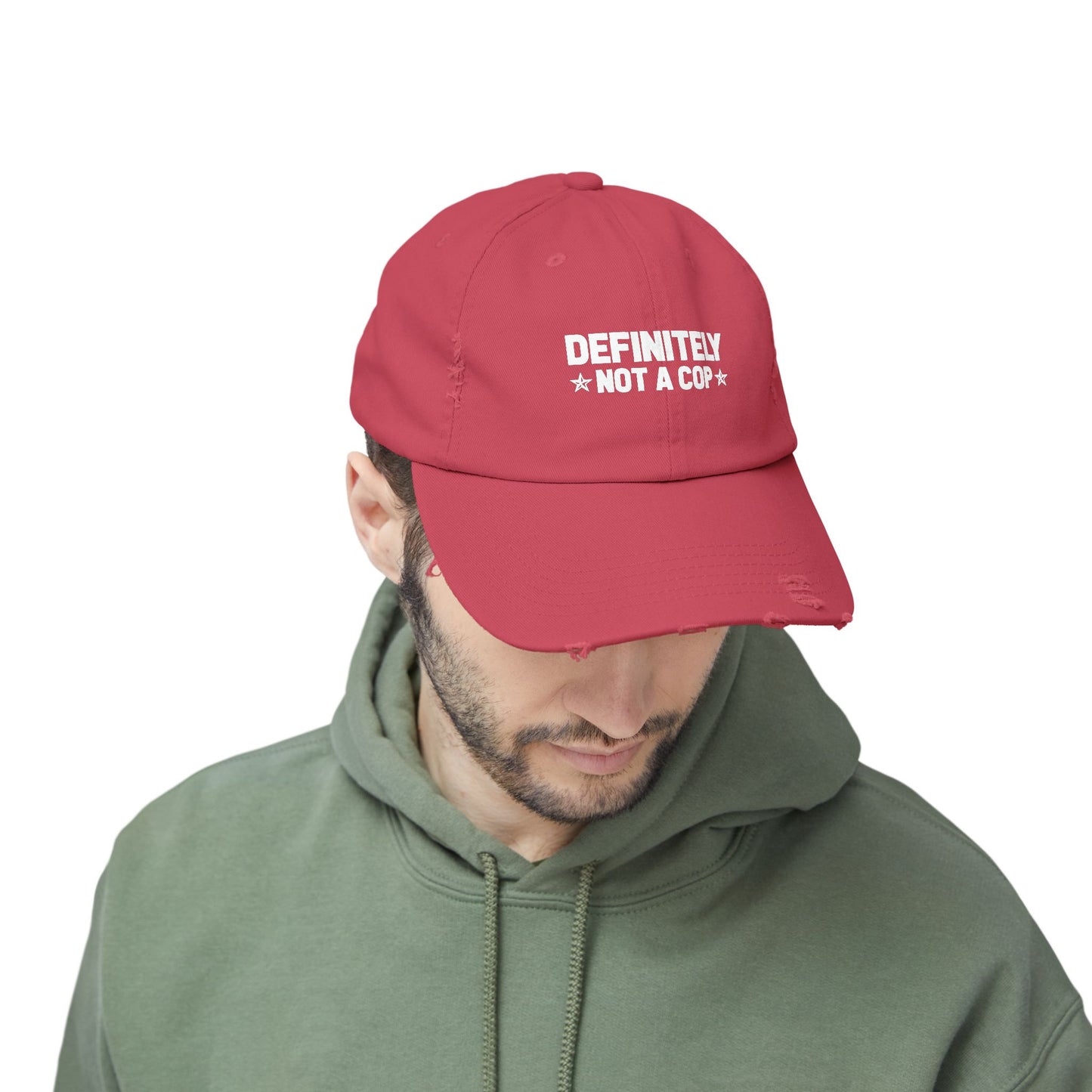 Definitely NOT a cop, Unisex Distressed Cap, Funny Hat, Casual Gift, Everyday Wear, Cool Accessory, Adjustable Cap