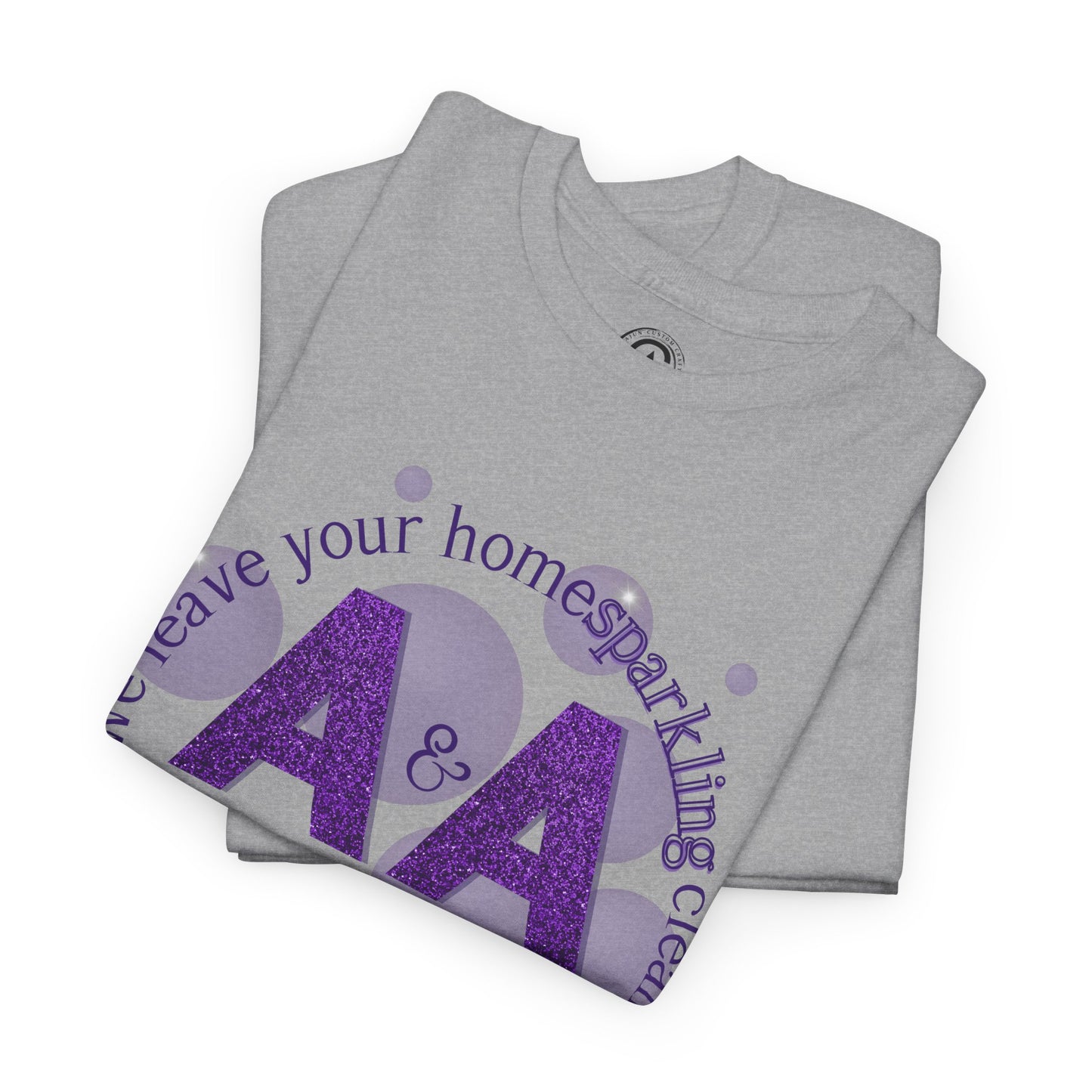 A&A Cleaning Services, Logo, Purple on Gold Crew Neck unisex tshirt, Gildan