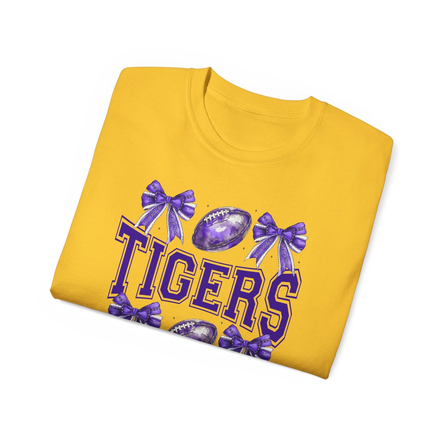 LSU Gold Day, Tigers, Bows, Football Tee, Cute Football T-Shirt, Gift for Sports Lovers, Unique Football Apparel, Casual Everyday Wear