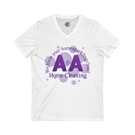 A&A, Purple Logo on a VNeck, Bella Canvas