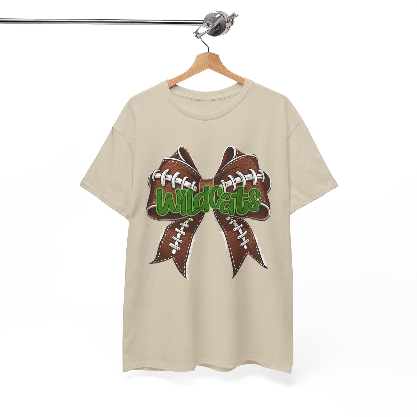 Wildcats Football Bow Unisex Heavy Cotton Tee | Sportswear, Team Spirit, Casual Wear, Gifts for Fans, Game Day Outfit
