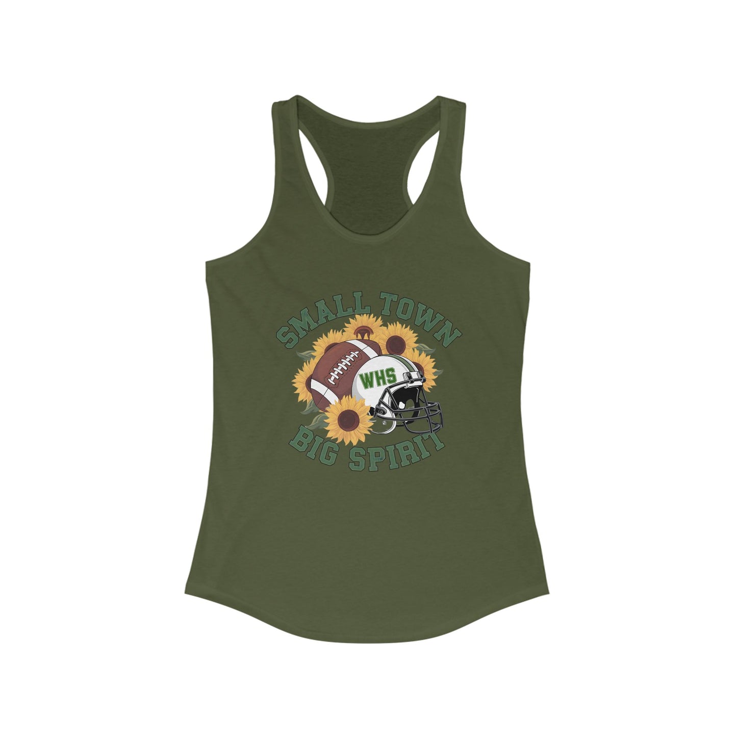 Small town, Big Spirit, Walker, Football, Women's Racerback Tank Top, Perfect for Game Day, Sports Events, Tailgating, and Everyday Wear