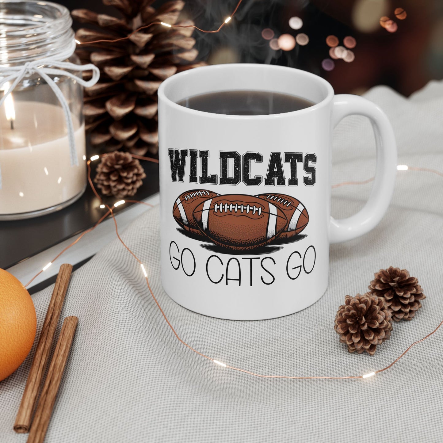 Wildcats Football Ceramic Mug - Sports Fan Gift, Coffee Cup, Game Day Essential, Personalized Mug, Team Spirit
