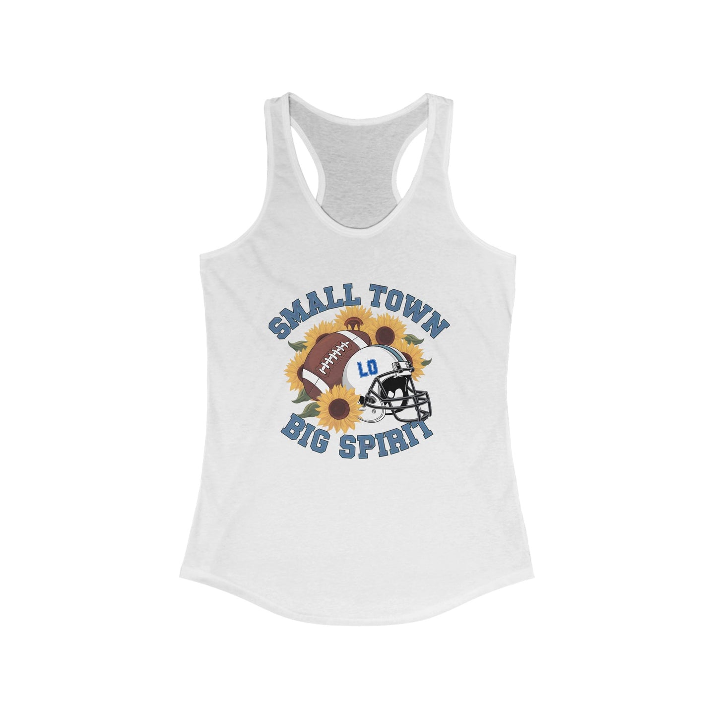 Small town, Big Spirit, Live Oak, Football, Women's Racerback Tank Top, Perfect for Game Day, Sports Events, Tailgating, and Everyday Wear