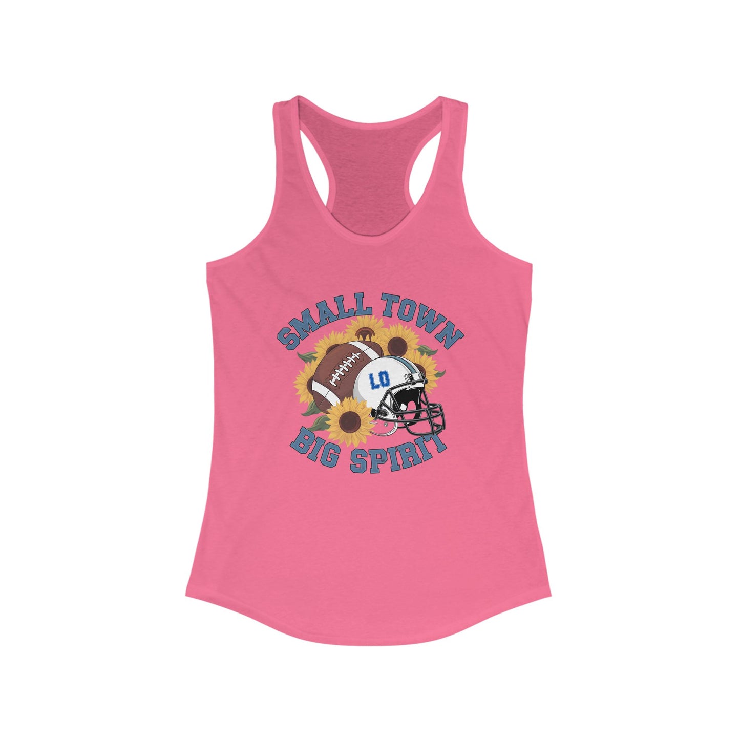 Small town, Big Spirit, Live Oak, Football, Women's Racerback Tank Top, Perfect for Game Day, Sports Events, Tailgating, and Everyday Wear