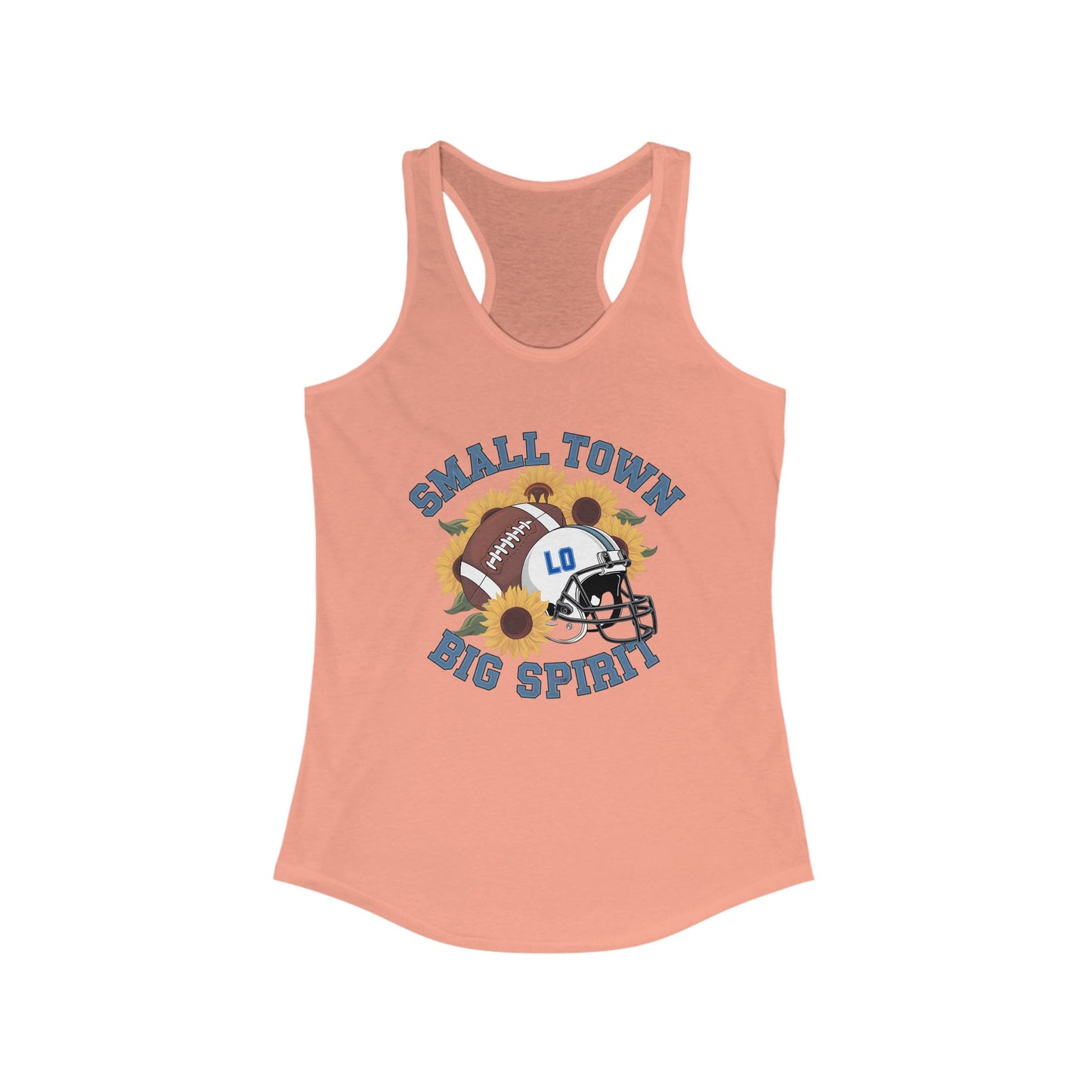 Small town, Big Spirit, Live Oak, Football, Women's Racerback Tank Top, Perfect for Game Day, Sports Events, Tailgating, and Everyday Wear