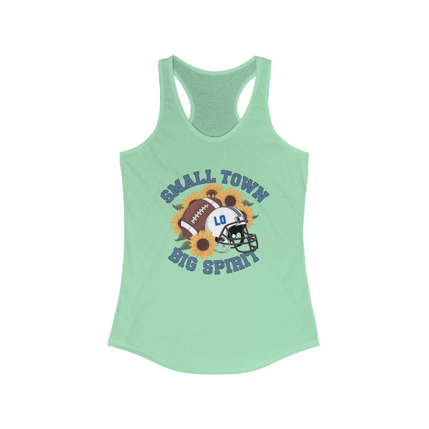 Small town, Big Spirit, Live Oak, Football, Women's Racerback Tank Top, Perfect for Game Day, Sports Events, Tailgating, and Everyday Wear
