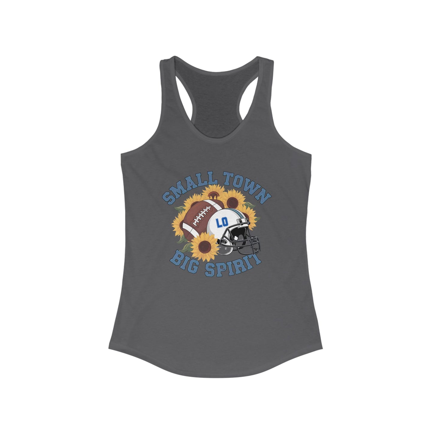 Small town, Big Spirit, Live Oak, Football, Women's Racerback Tank Top, Perfect for Game Day, Sports Events, Tailgating, and Everyday Wear