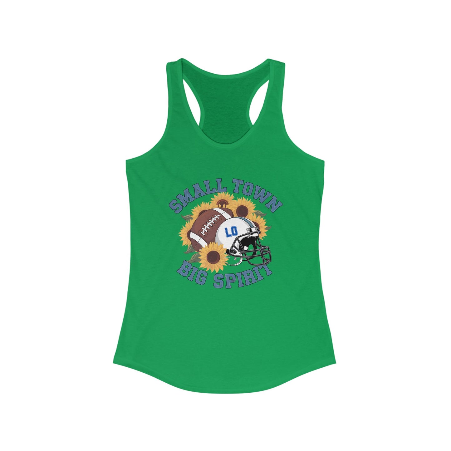 Small town, Big Spirit, Live Oak, Football, Women's Racerback Tank Top, Perfect for Game Day, Sports Events, Tailgating, and Everyday Wear