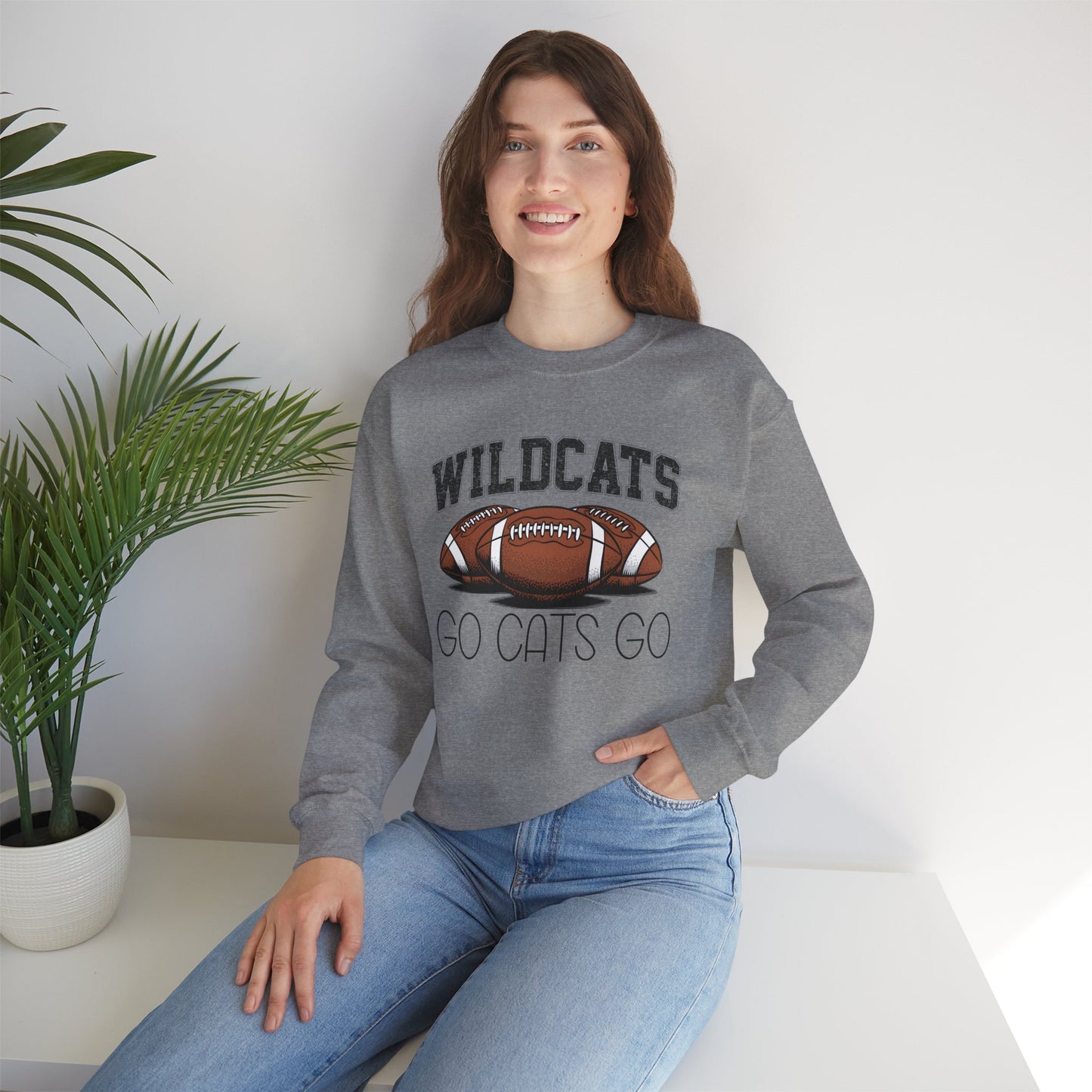 Wildcats Football Go Cats Go Sweatshirt | Unisex Crewneck | Game Day Apparel, Sports Hoodie, Relaxed Fit, Fan Gear, Gift for Football Lovers