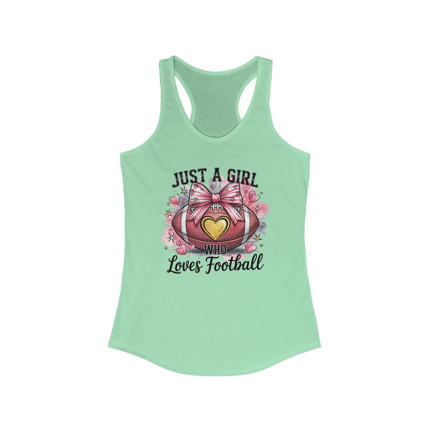 Just a Girl who loves Football Women's Racerback Tank Top, Perfect for Game Day, Sports Events, Tailgating, and Everyday Wear