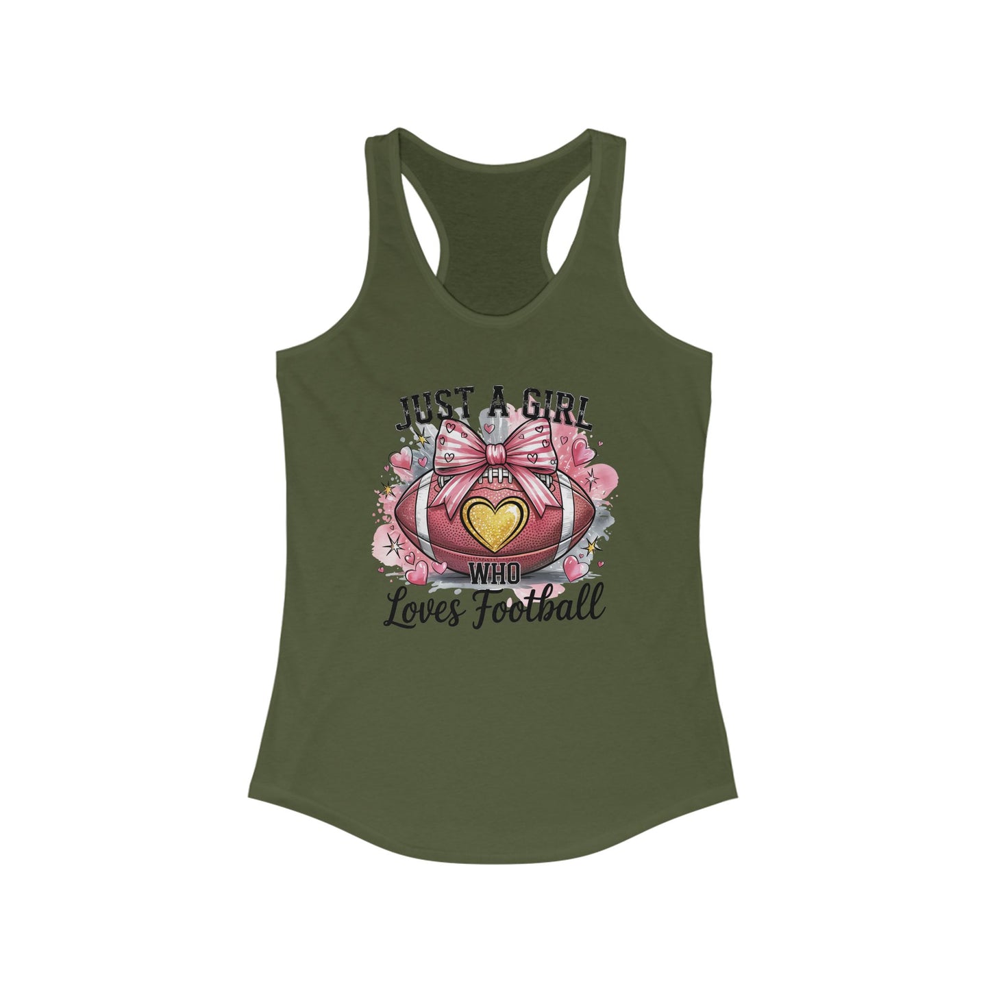 Just a Girl who loves Football Women's Racerback Tank Top, Perfect for Game Day, Sports Events, Tailgating, and Everyday Wear