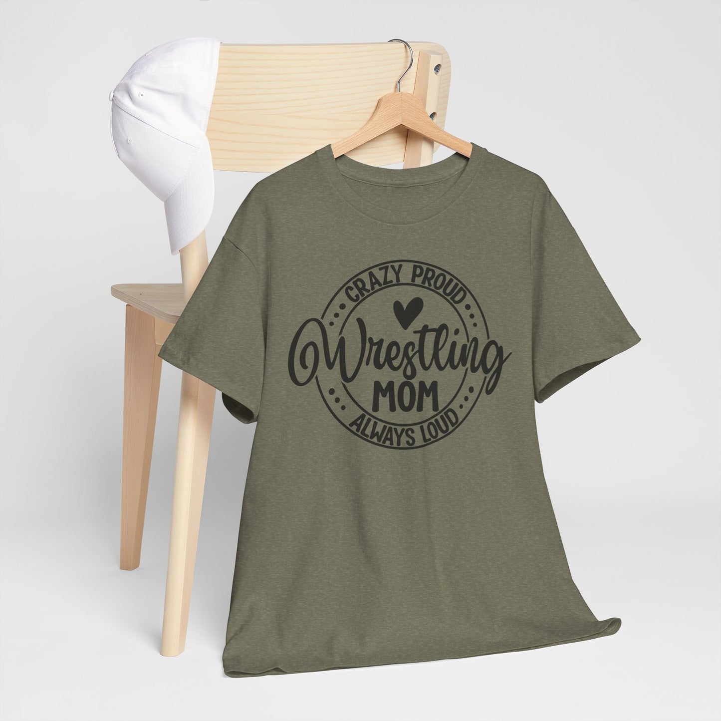 Wrestling Mom Tee, Unisex Heavy Cotton Tee, Proud Mom Shirt, Gift for Wrestling Moms, Sports Apparel, Birthday Gift