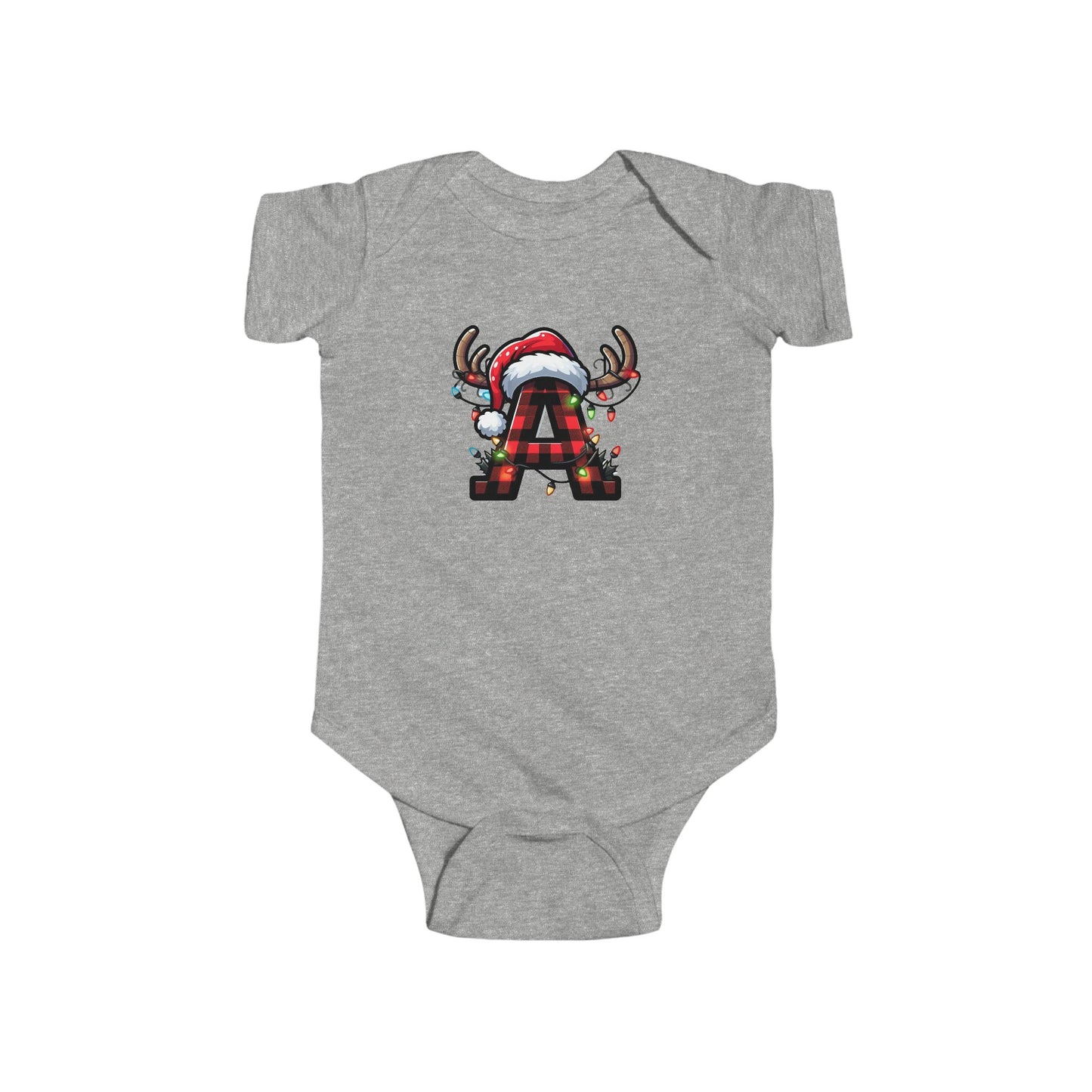 Christmas Monogram A, Family Matching, Baby Bodysuit, Cute Holiday Infant Outfit, , Festive Newborn Romper, Santa Design Baby Onesie