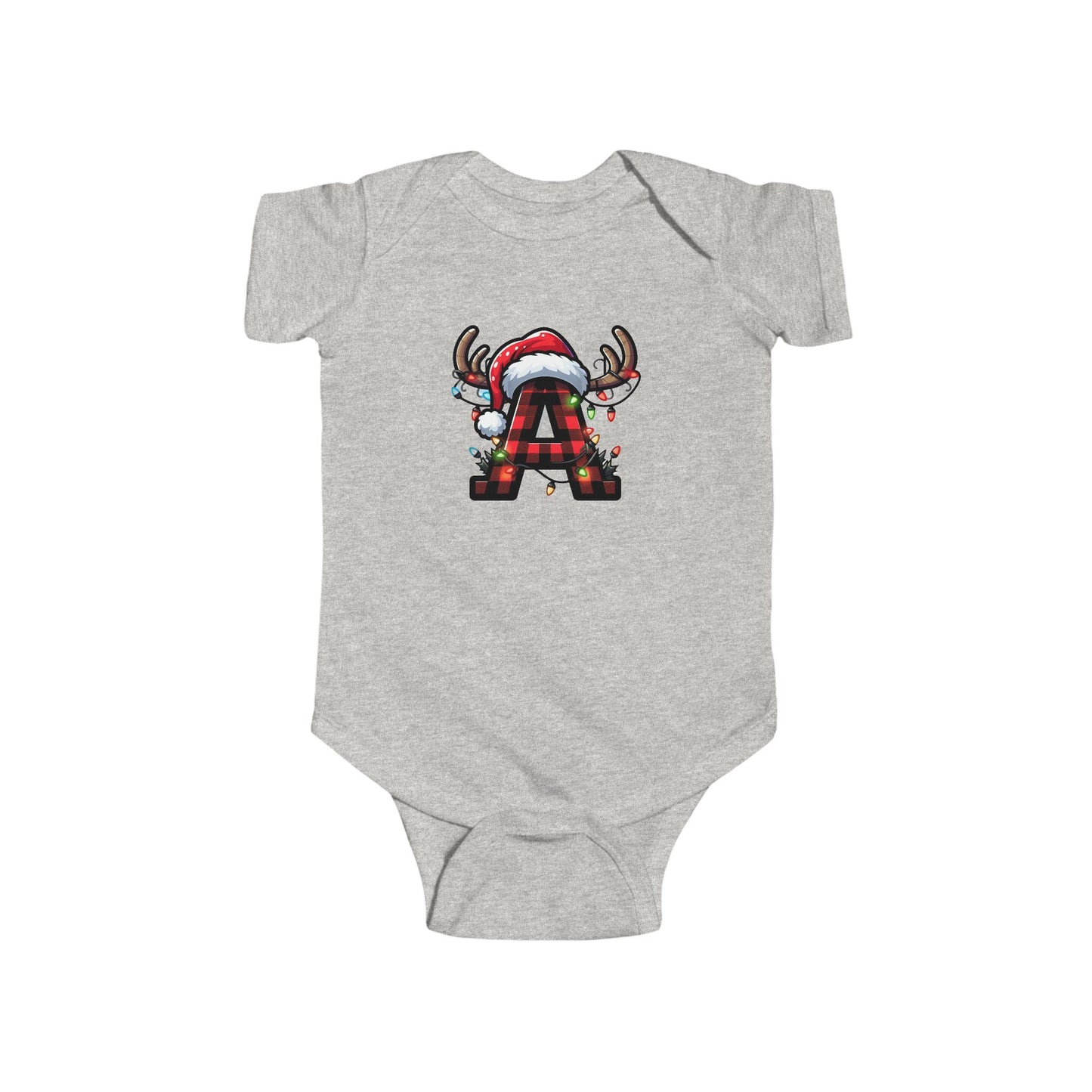 Christmas Monogram A, Family Matching, Baby Bodysuit, Cute Holiday Infant Outfit, , Festive Newborn Romper, Santa Design Baby Onesie