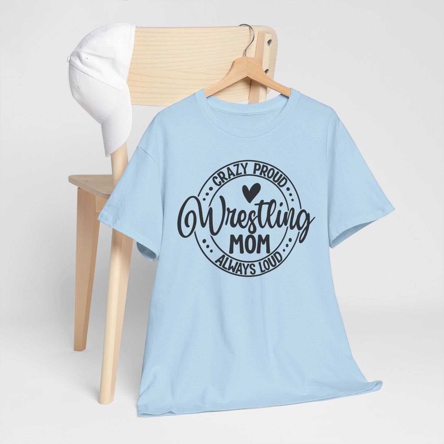 Wrestling Mom Tee, Unisex Heavy Cotton Tee, Proud Mom Shirt, Gift for Wrestling Moms, Sports Apparel, Birthday Gift