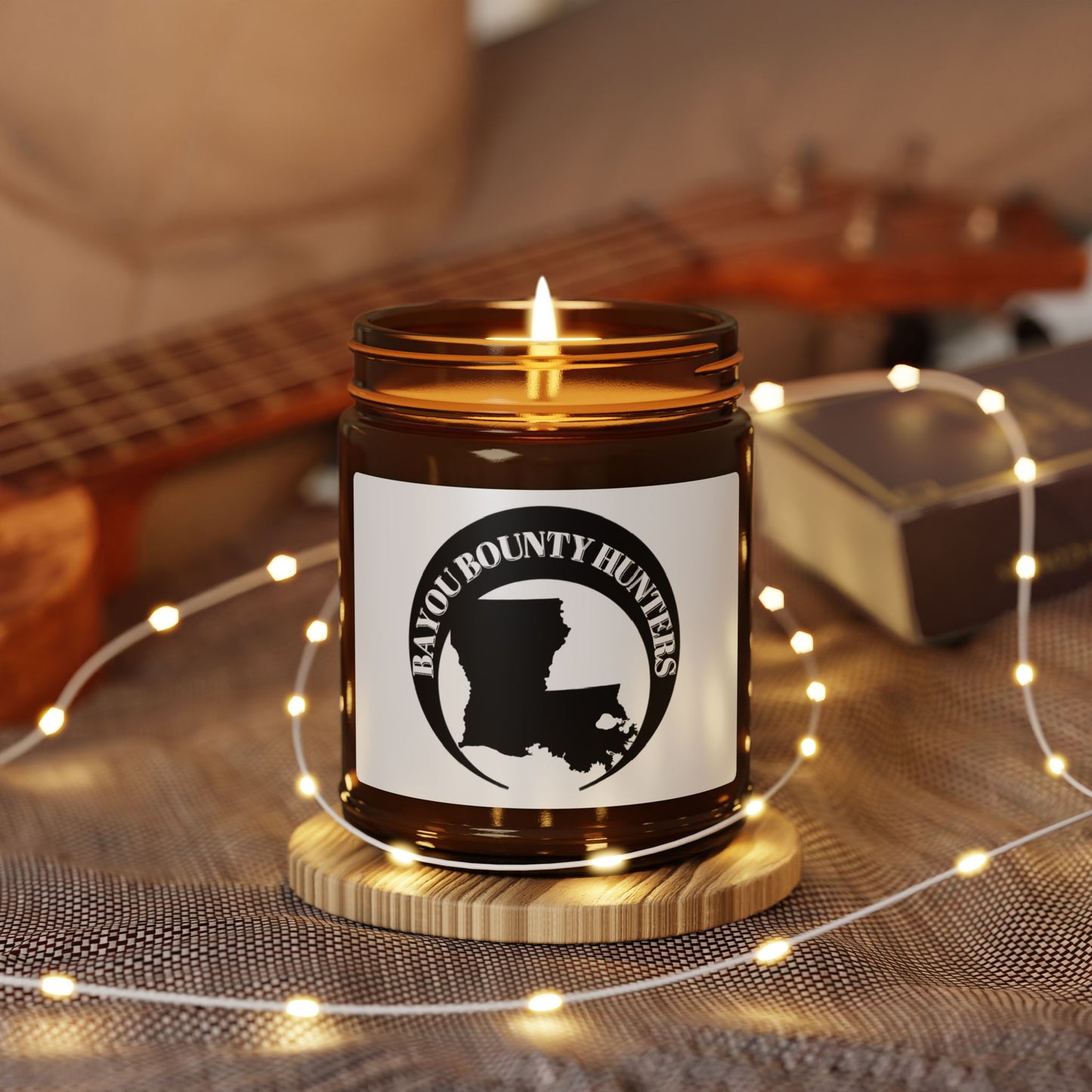 Bayou Bounty Hunters, Scented Soy Candle - Relaxing Amber Jar, Home Decor, Gift for Candle Lovers, Aromatherapy, Multi-Size Options
