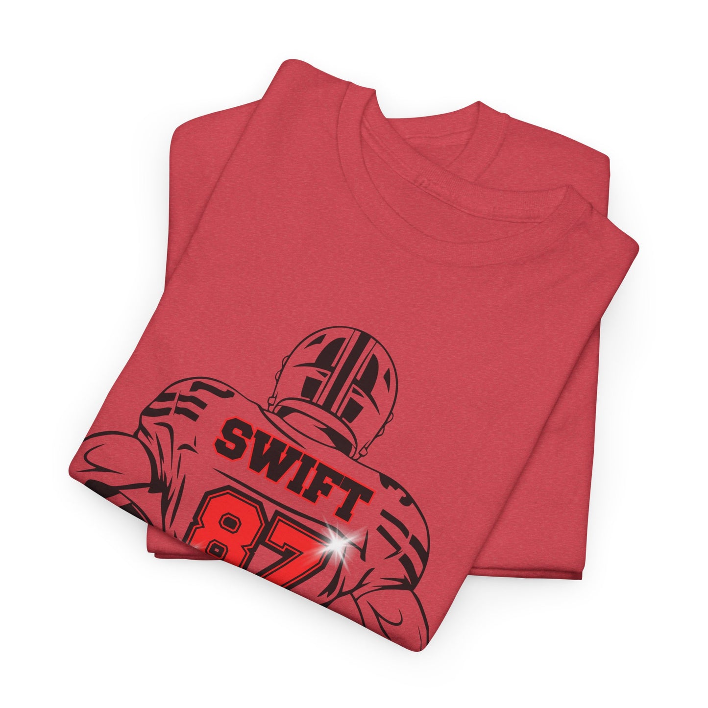 Swift 87 Unisex Heavy Cotton Tee, Football Fan Shirt, KC Chiefs, Kelce, Swiftie, Engaged