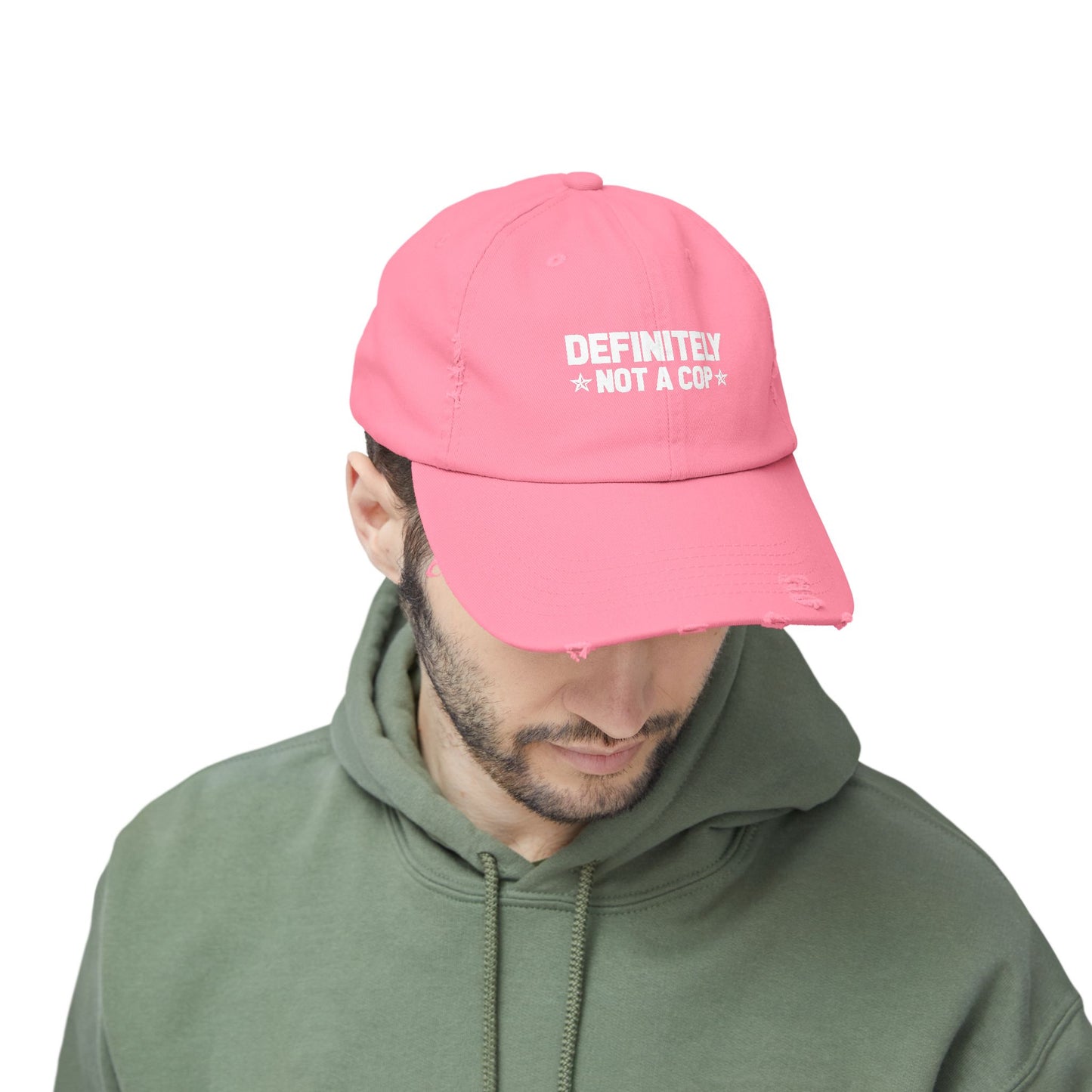 Definitely NOT a cop, Unisex Distressed Cap, Funny Hat, Casual Gift, Everyday Wear, Cool Accessory, Adjustable Cap