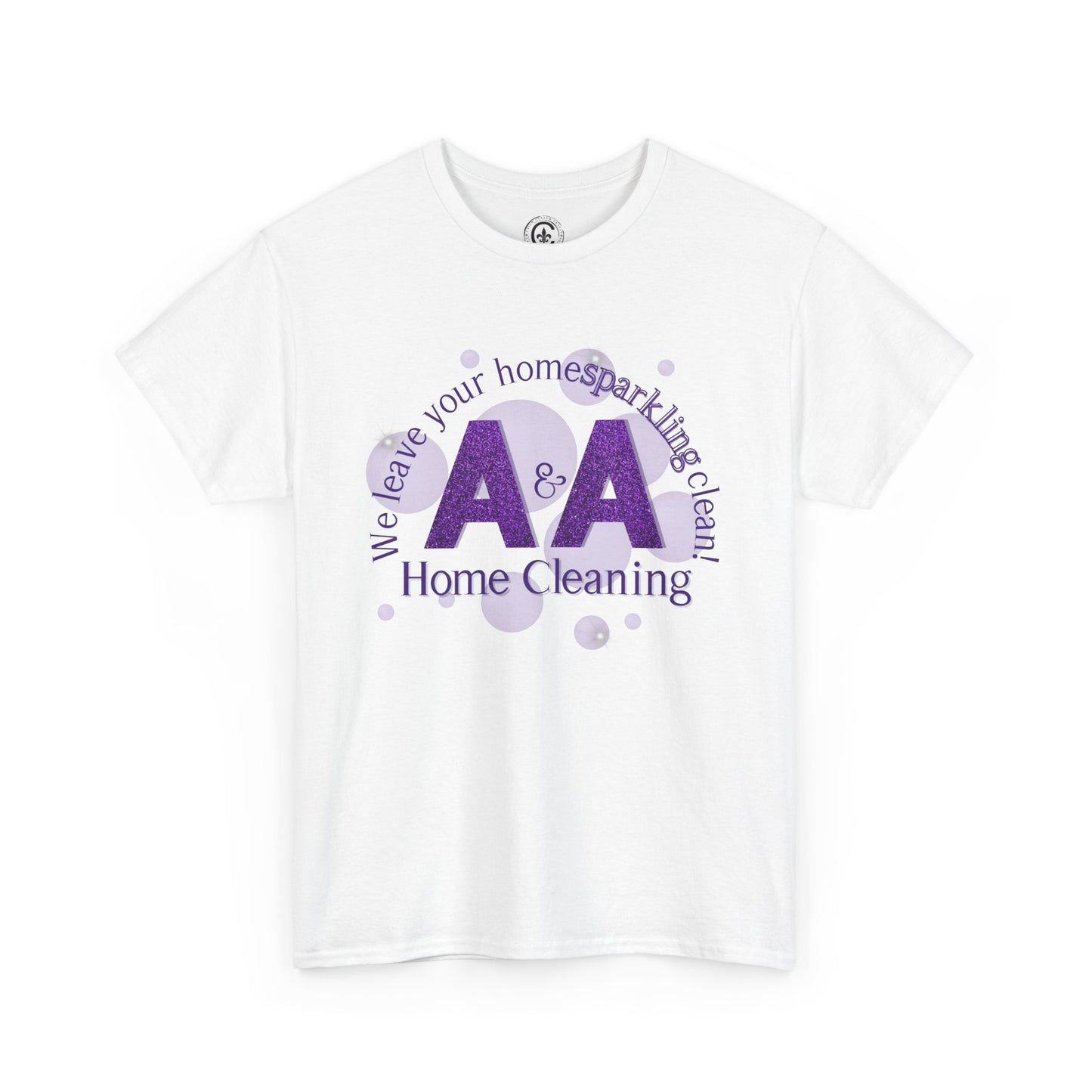 A&A Cleaning Services, Logo, Purple on Gold Crew Neck unisex tshirt, Gildan