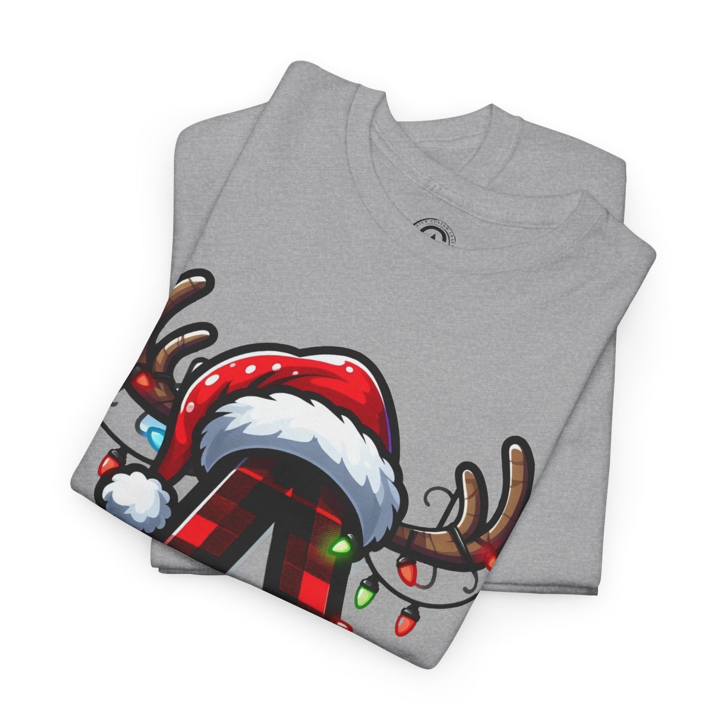 Festive Reindeer Initial A Tee, Unisex Holiday T-Shirt, Christmas Gift, Personalized Apparel, Cozy Winter Wear, Merry & Bright