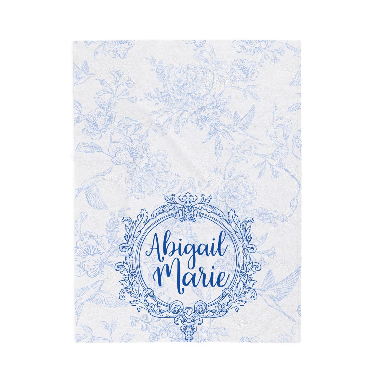 Personalized Velveteen Plush Blanket, Newborn, Baby, Nursery, Infant, Shower Gift, Hospital Blanket, blue floral