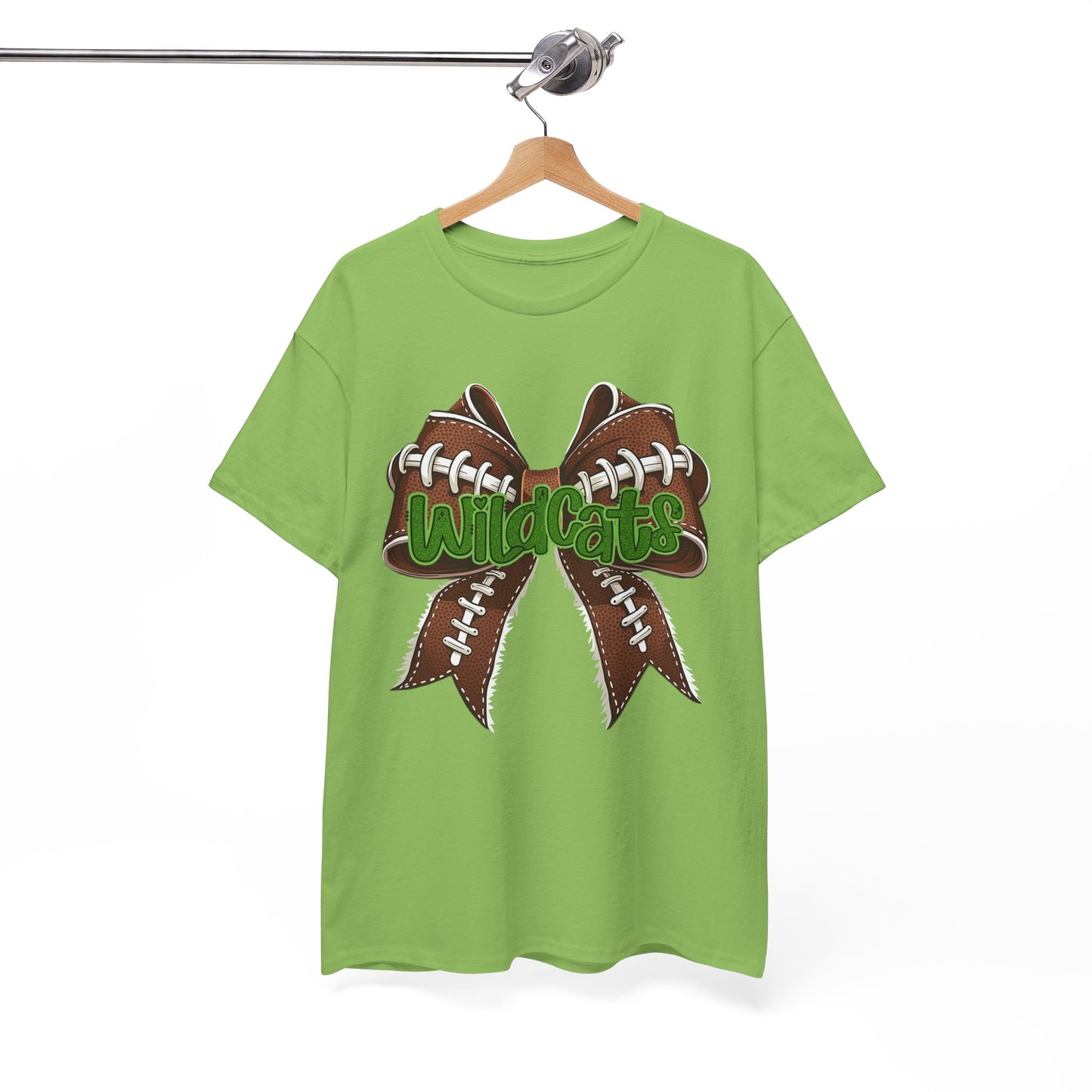 Wildcats Football Bow Unisex Heavy Cotton Tee | Sportswear, Team Spirit, Casual Wear, Gifts for Fans, Game Day Outfit