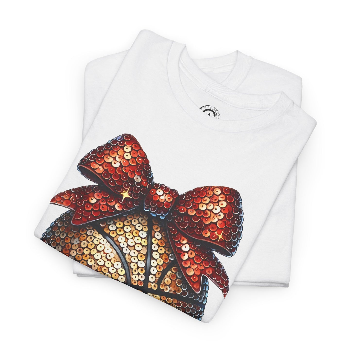 Basketball Glitter with a Bow Tee: Unisex Heavy Cotton Shirt for Sports Lovers, Gift, Basketball Fans