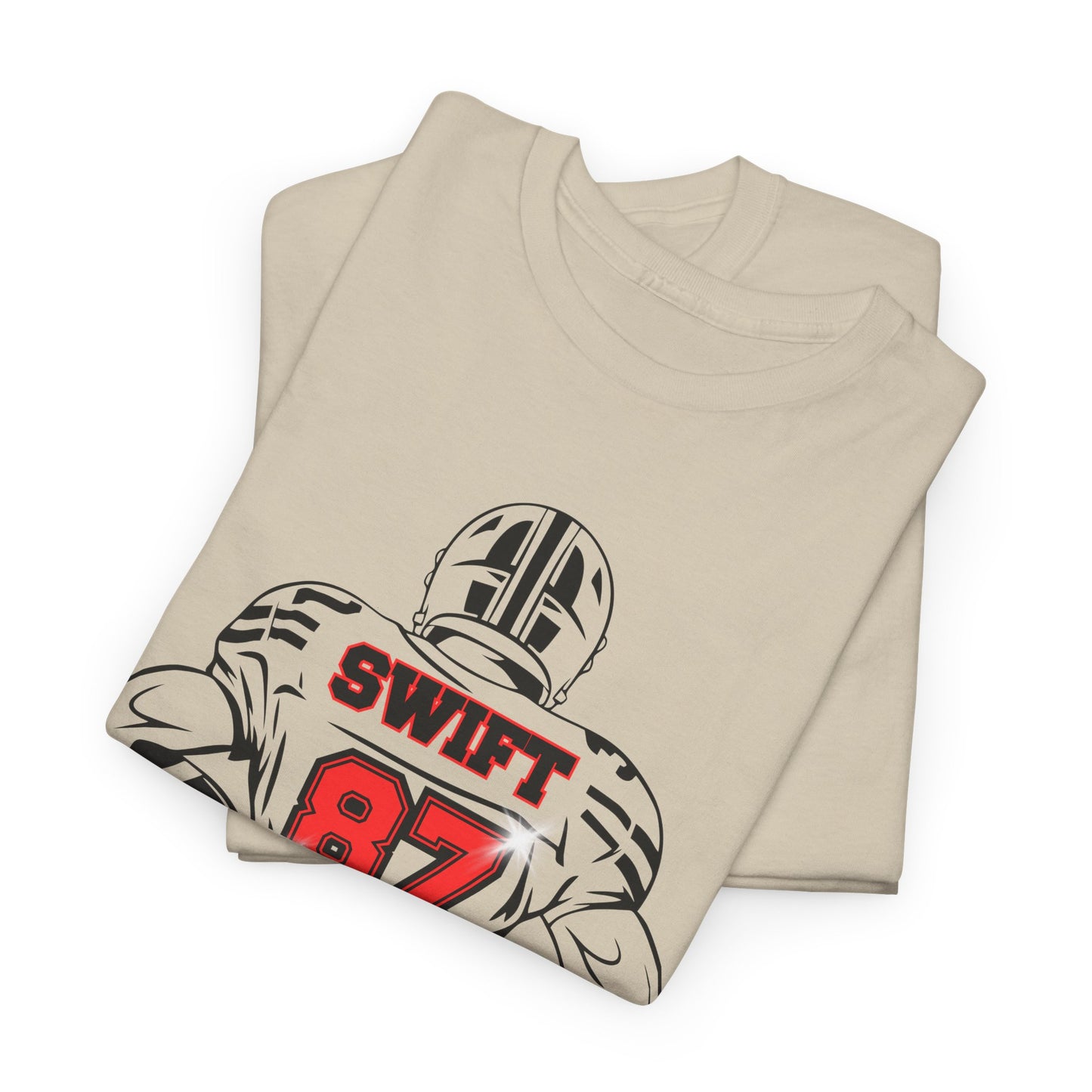 Swift 87 Unisex Heavy Cotton Tee, Football Fan Shirt, KC Chiefs, Kelce, Swiftie, Engaged