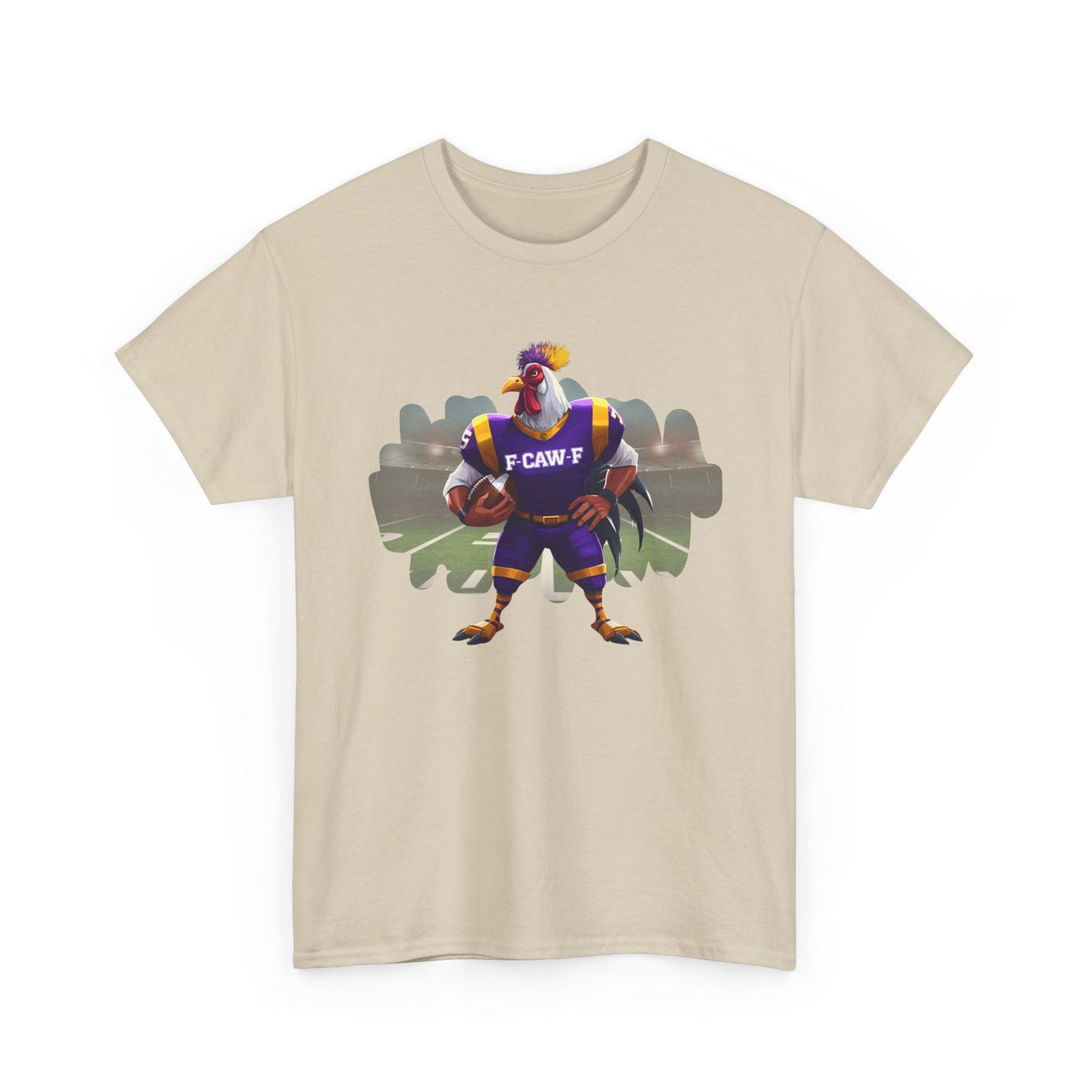 F-CAW-F Football Rooster, Purple and Gold , Sporty Unisex Heavy Cotton Tee