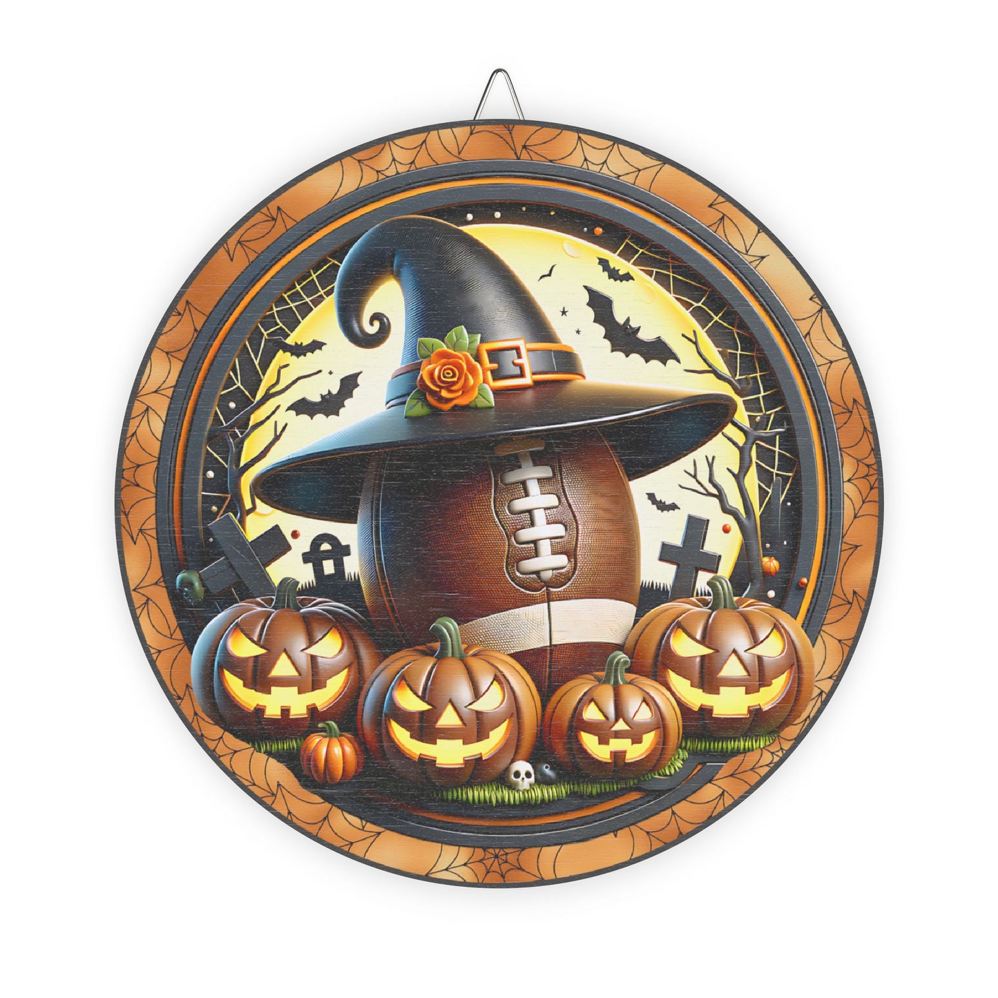 Football Halloween Themed Wood Sign, Spooky Decor, Fall Decoration, Pumpkin Wall Art, Rustic Home Decor, Unique Gift Idea