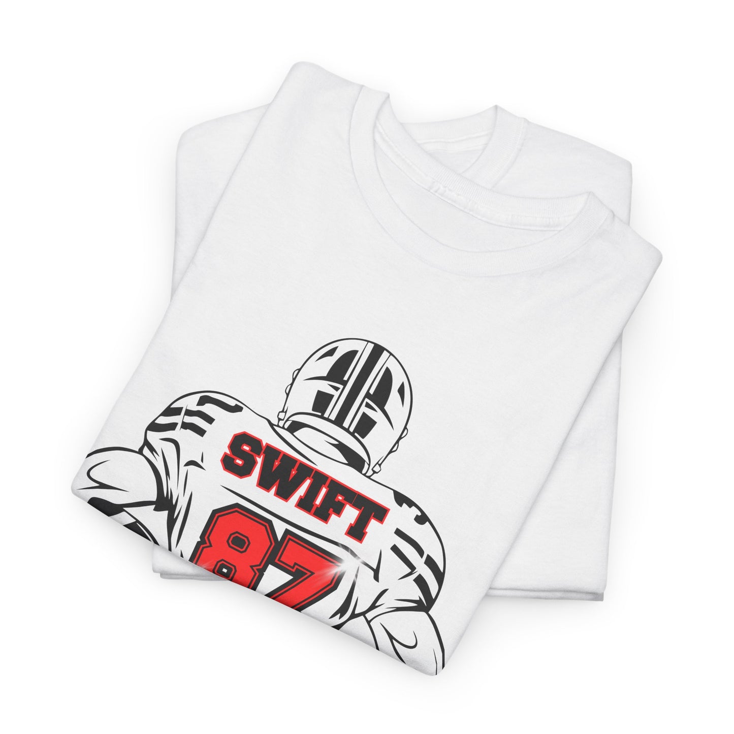 Swift 87 Unisex Heavy Cotton Tee, Football Fan Shirt, KC Chiefs, Kelce, Swiftie, Engaged
